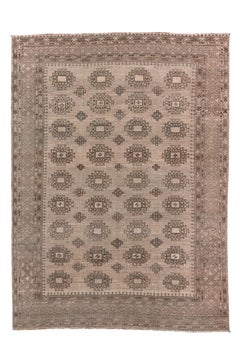 Vintage Afghan Rug with Brown Field