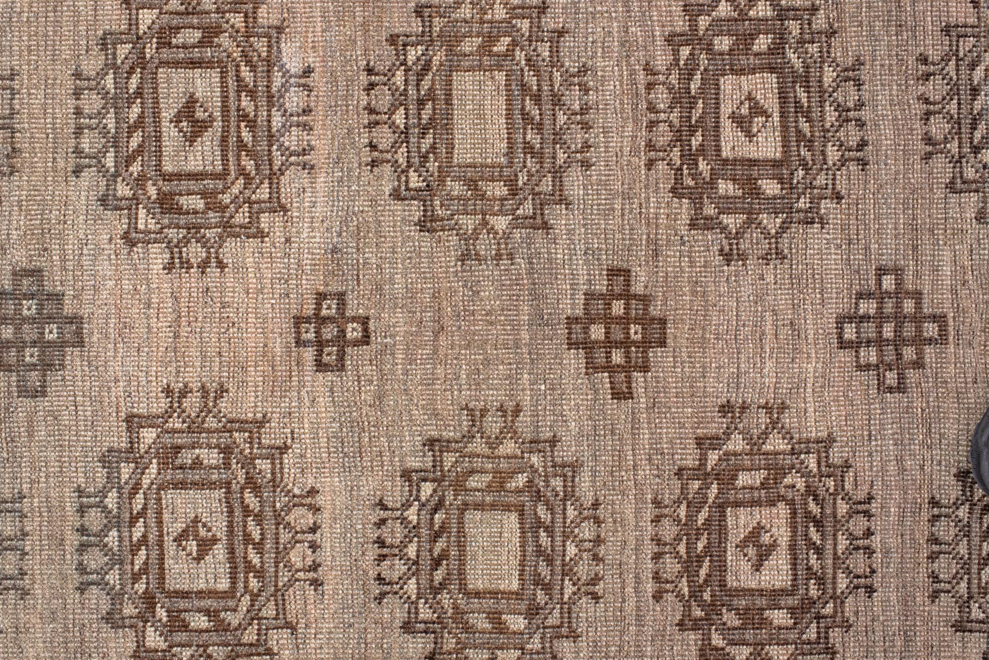 Vintage Afghan Rug with Brown Field In Good Condition For Sale In New York, NY