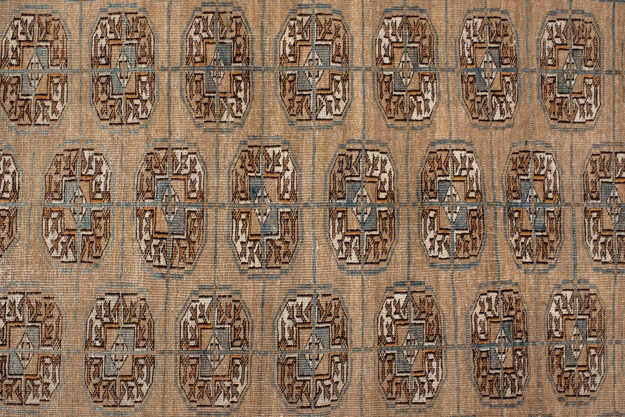 Hand-Knotted Vintage Afghan Rug with Brown Field For Sale