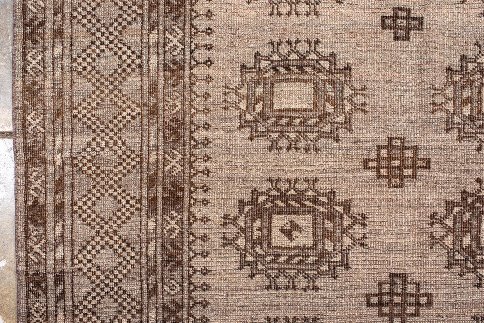 20th Century Vintage Afghan Rug with Brown Field For Sale