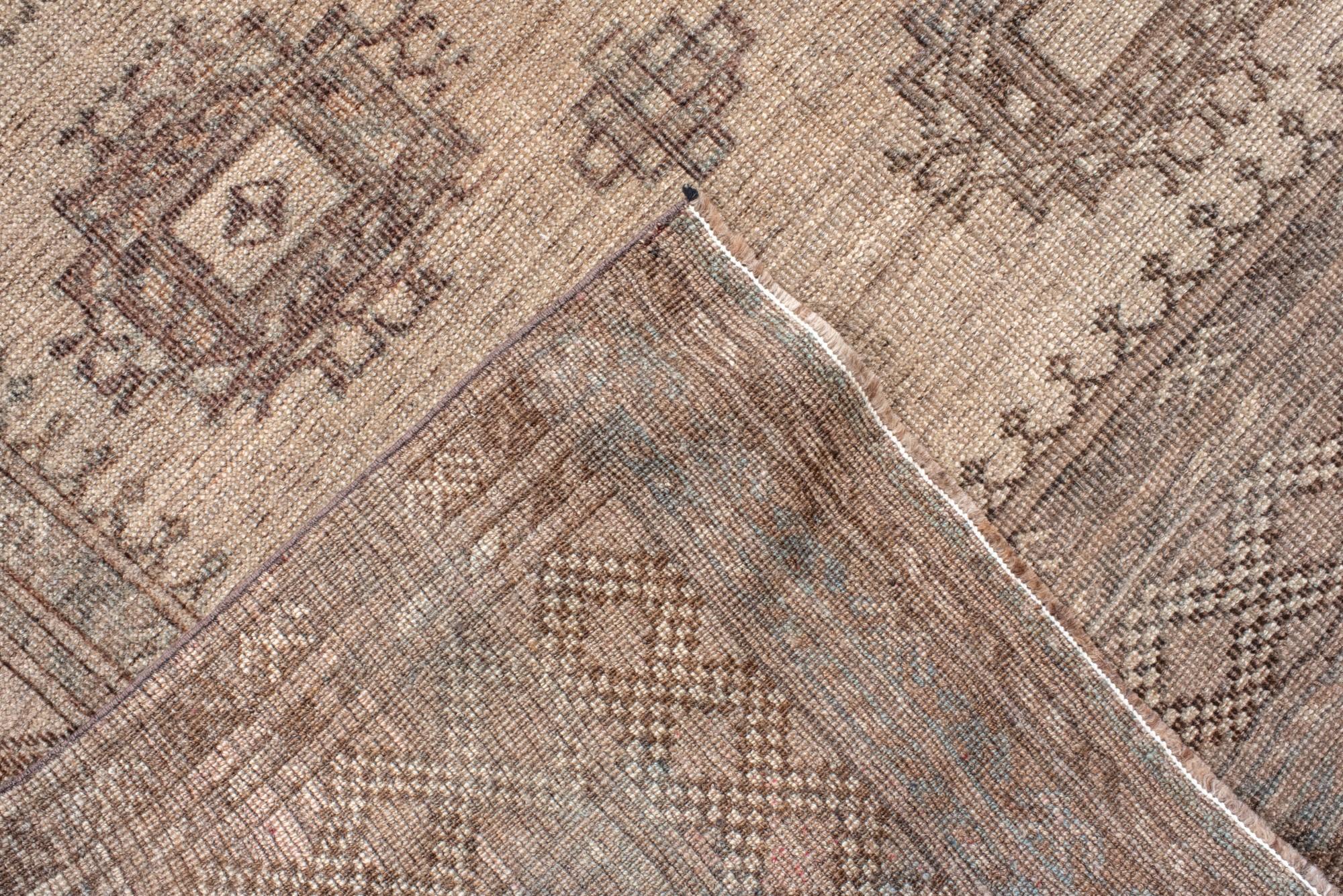 Wool Vintage Afghan Rug with Brown Field For Sale