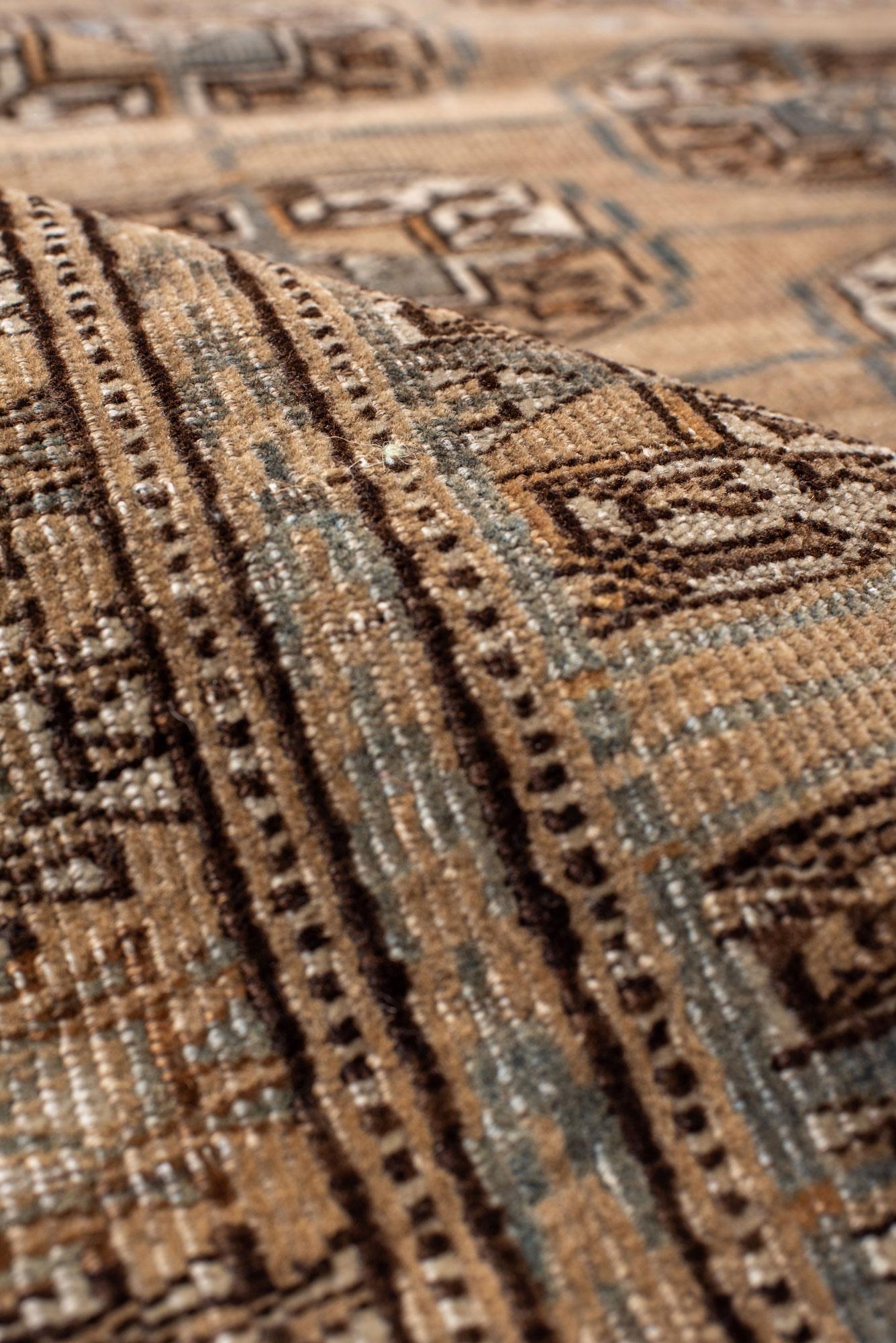 Wool Vintage Afghan Rug with Brown Field For Sale