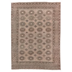Vintage Afghan Rug with Brown Field