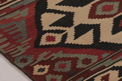 Vintage Afghan Runner Kilim with Polychromatic Tribal Medallions - Rug & Kilim