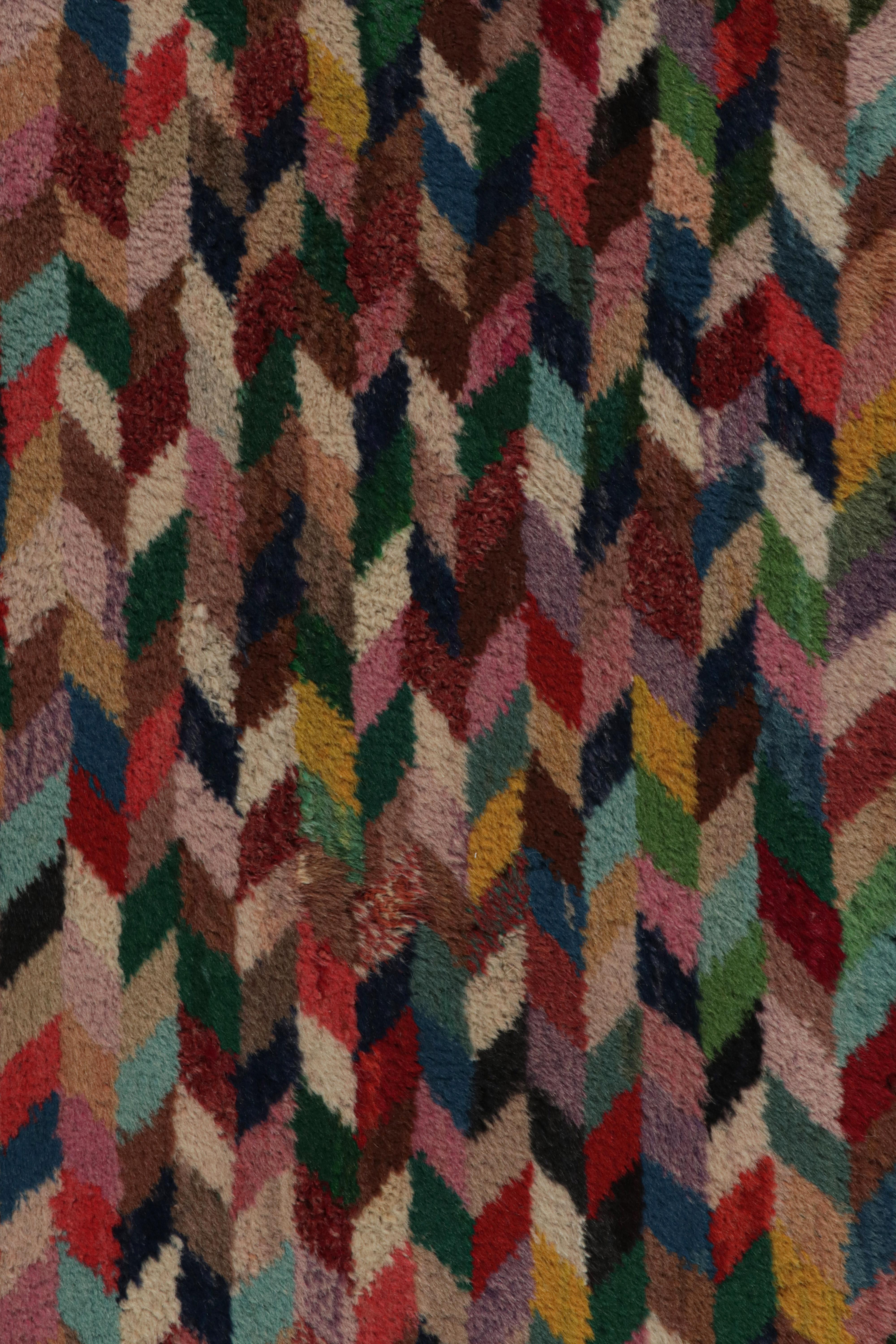 Mid-20th Century Vintage Afghan runner rug, in Polychromatic Geometric Patterns, from Rug & Kilim For Sale