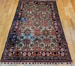 Vintage Afghan Silk Rug, Hand-Knotted, Geometric Pattern, Early 1900s