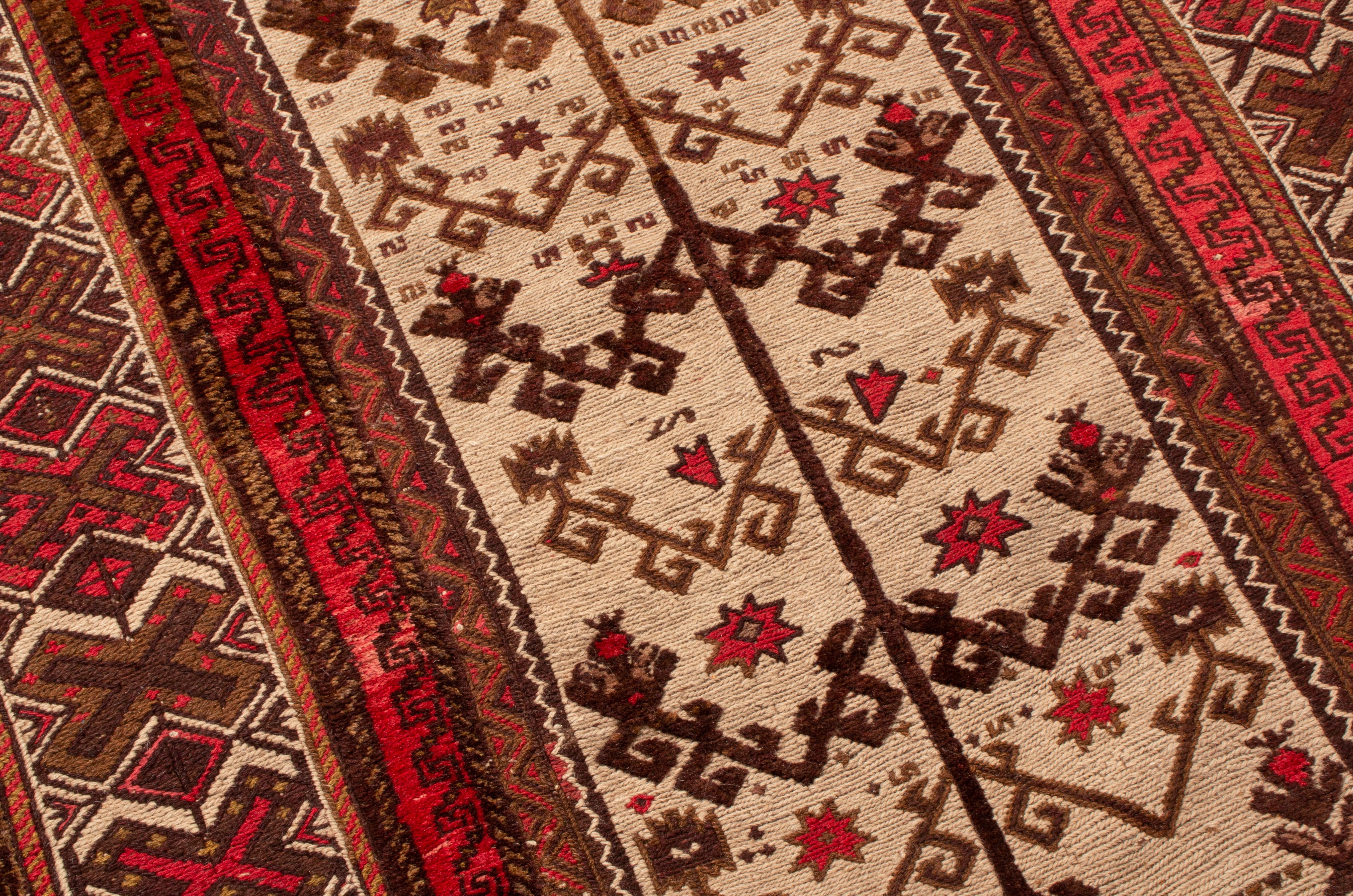 Vintage Afghan Transitional Red and Beige Wool Kilim Rug by Rug & Kilim In Good Condition For Sale In Long Island City, NY