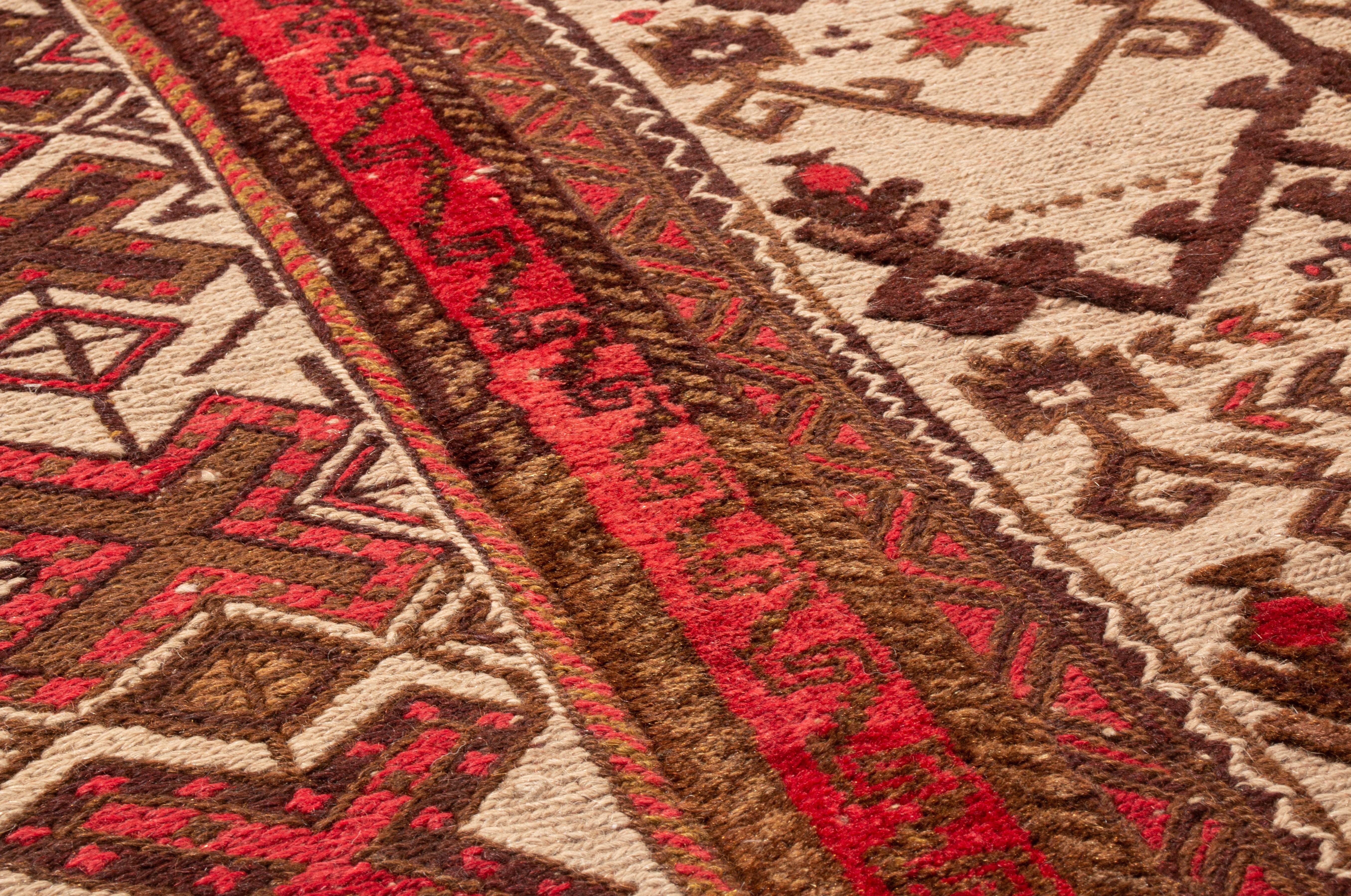 Late 20th Century Vintage Afghan Transitional Red and Beige Wool Kilim Rug by Rug & Kilim For Sale