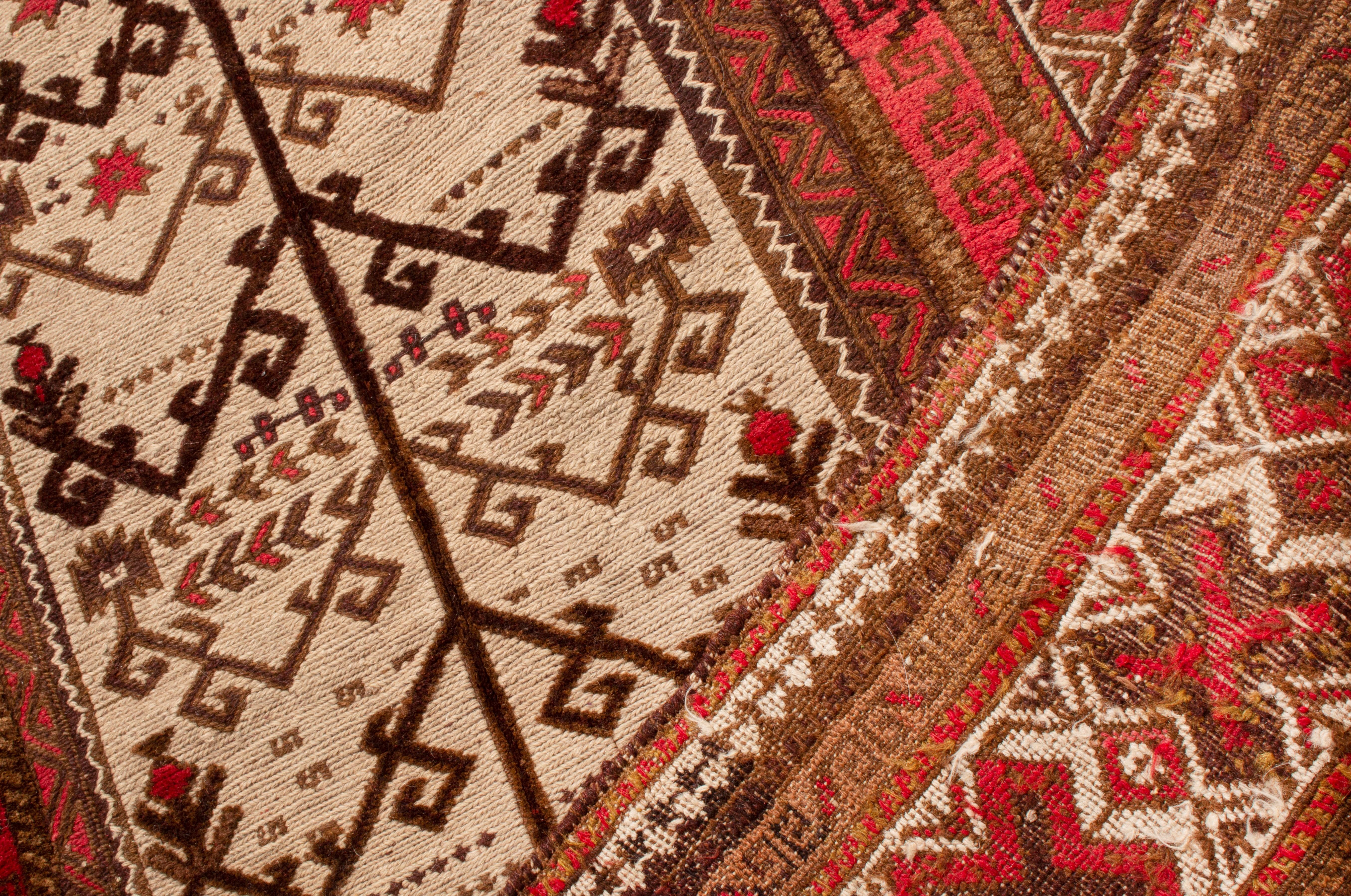 Vintage Afghan Transitional Red and Beige Wool Kilim Rug by Rug & Kilim For Sale 1