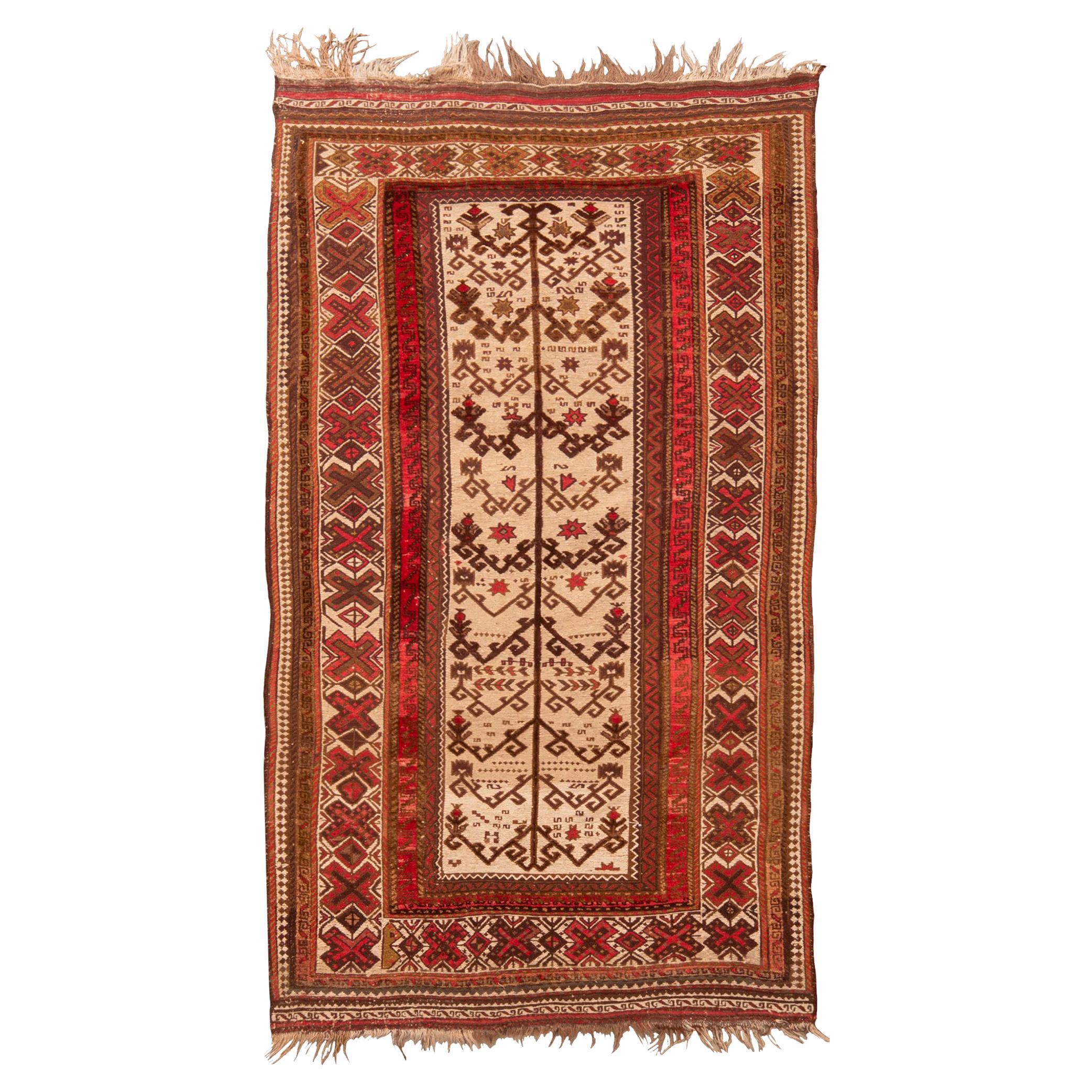 Vintage Afghan Transitional Red and Beige Wool Kilim Rug by Rug & Kilim For Sale