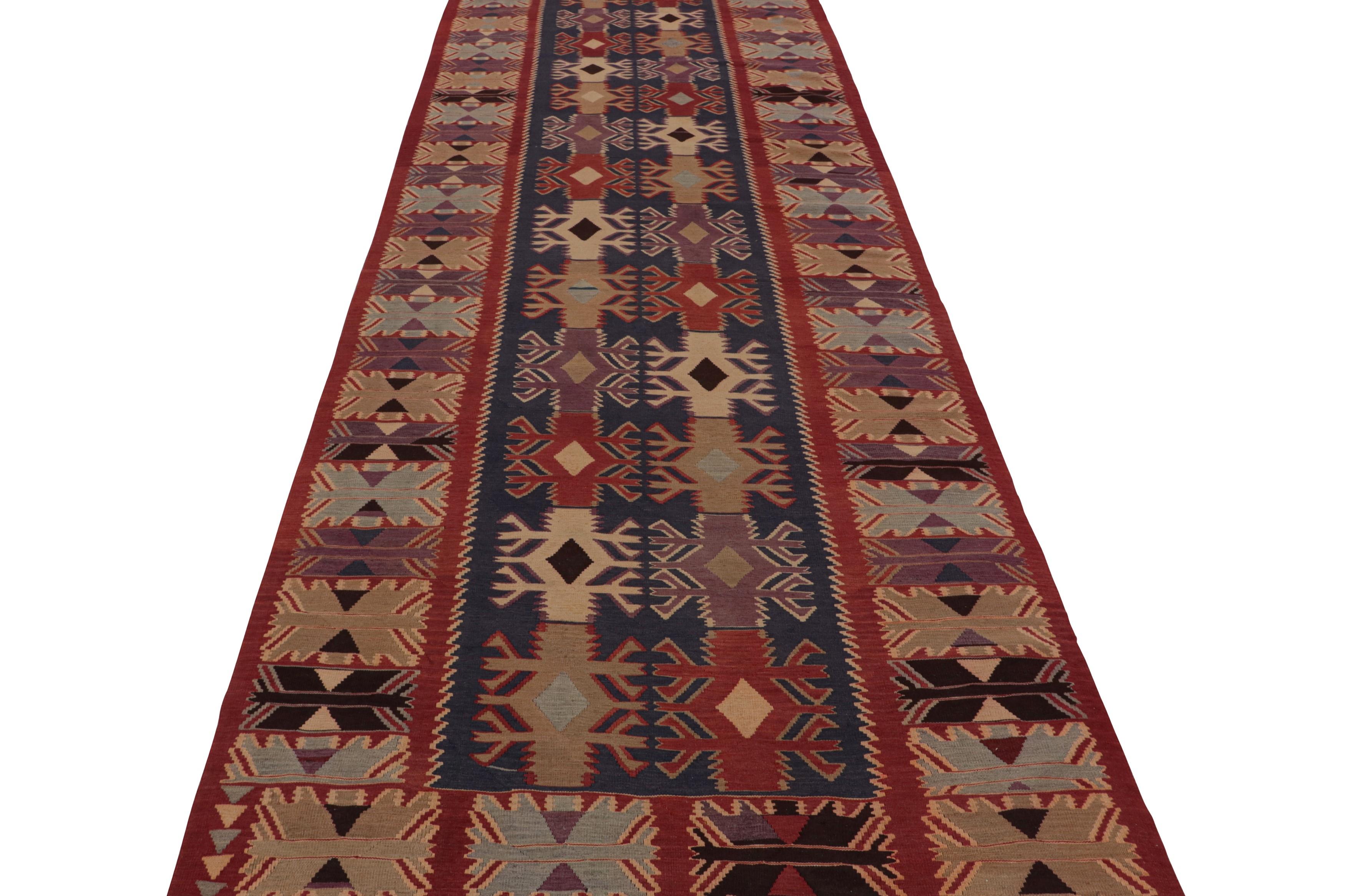 Tribal Vintage Afghan tribal Kilim and gallery runner rug, in Blue, from Rug & Kilim For Sale