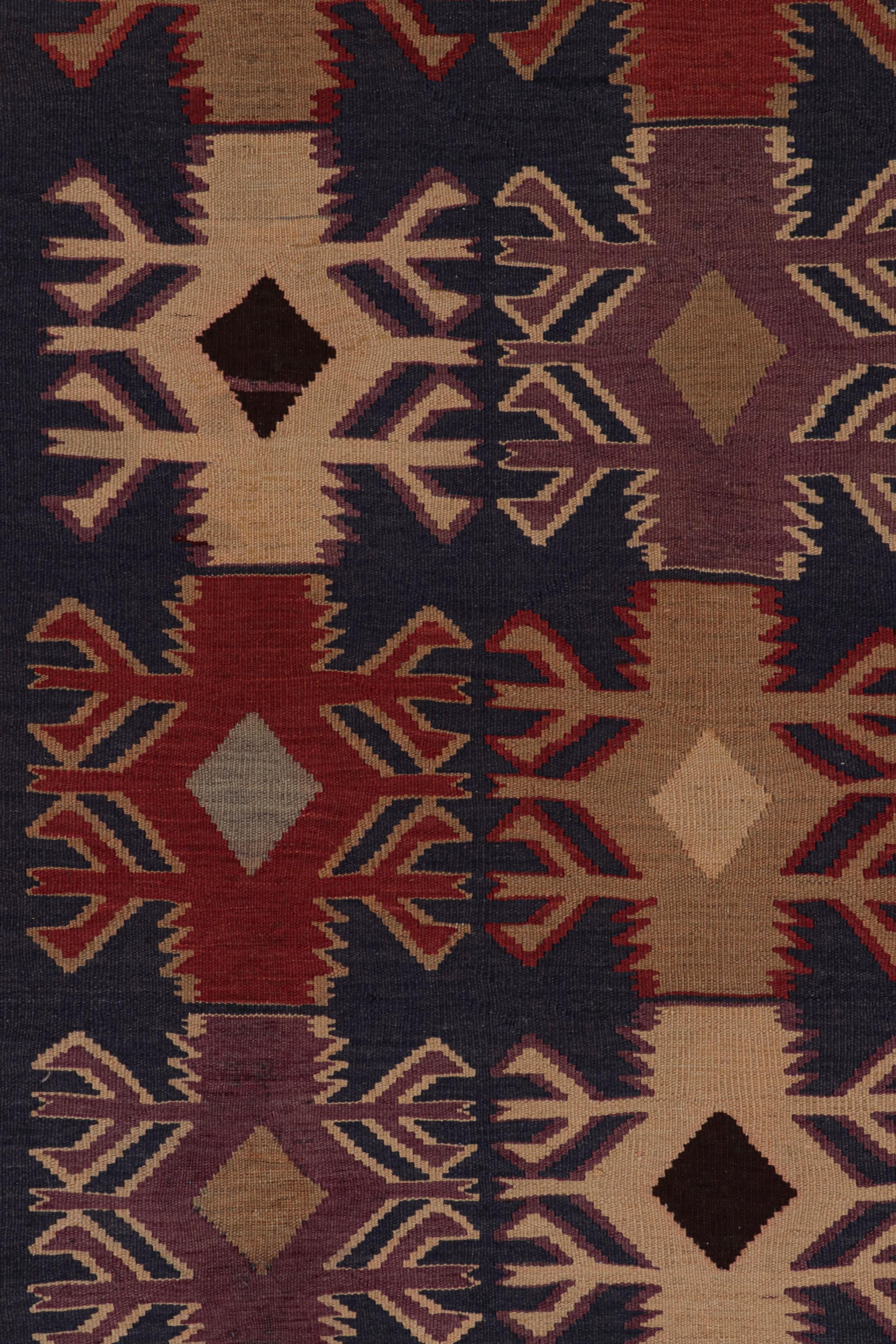 Mid-20th Century Vintage Afghan tribal Kilim and gallery runner rug, in Blue, from Rug & Kilim For Sale