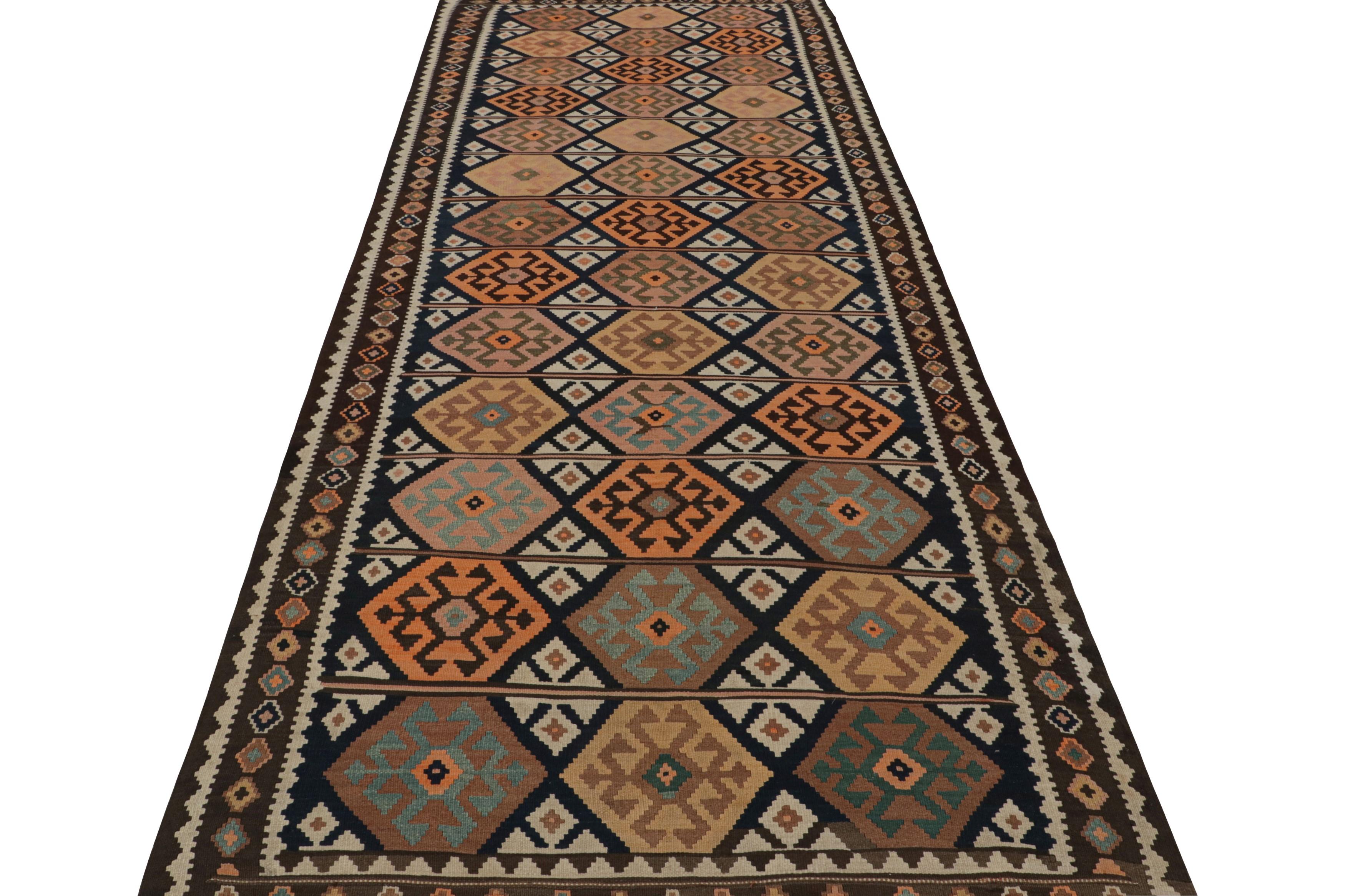 Hand-Knotted Vintage Afghan Tribal Kilim Gallery Runner Rug with Medallions, from Rug & Kilim For Sale