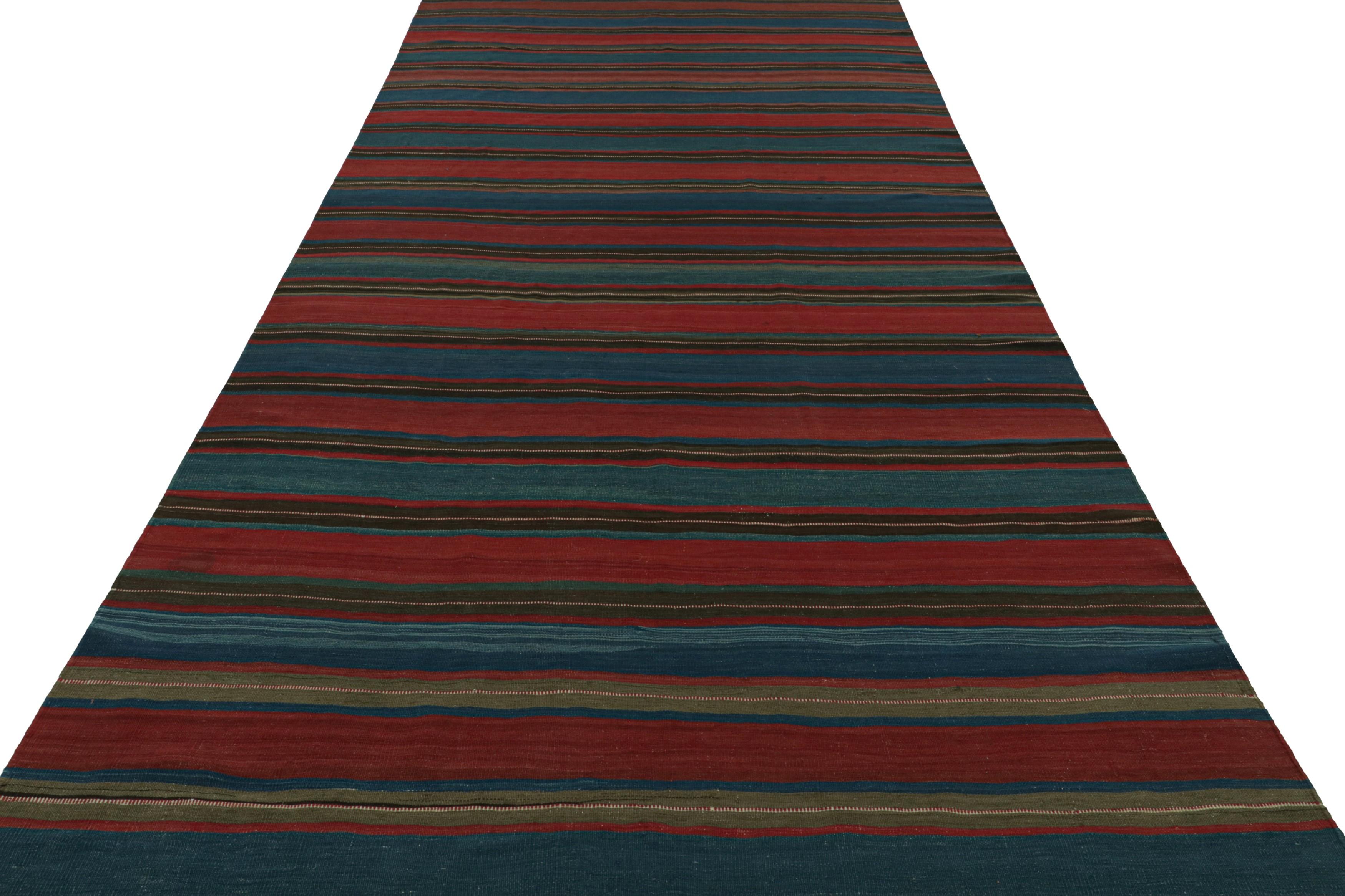 Hand-Woven Vintage Afghan Tribal Kilim Gallery Runner Rug, with Stripes, from Rug & Kilim   For Sale