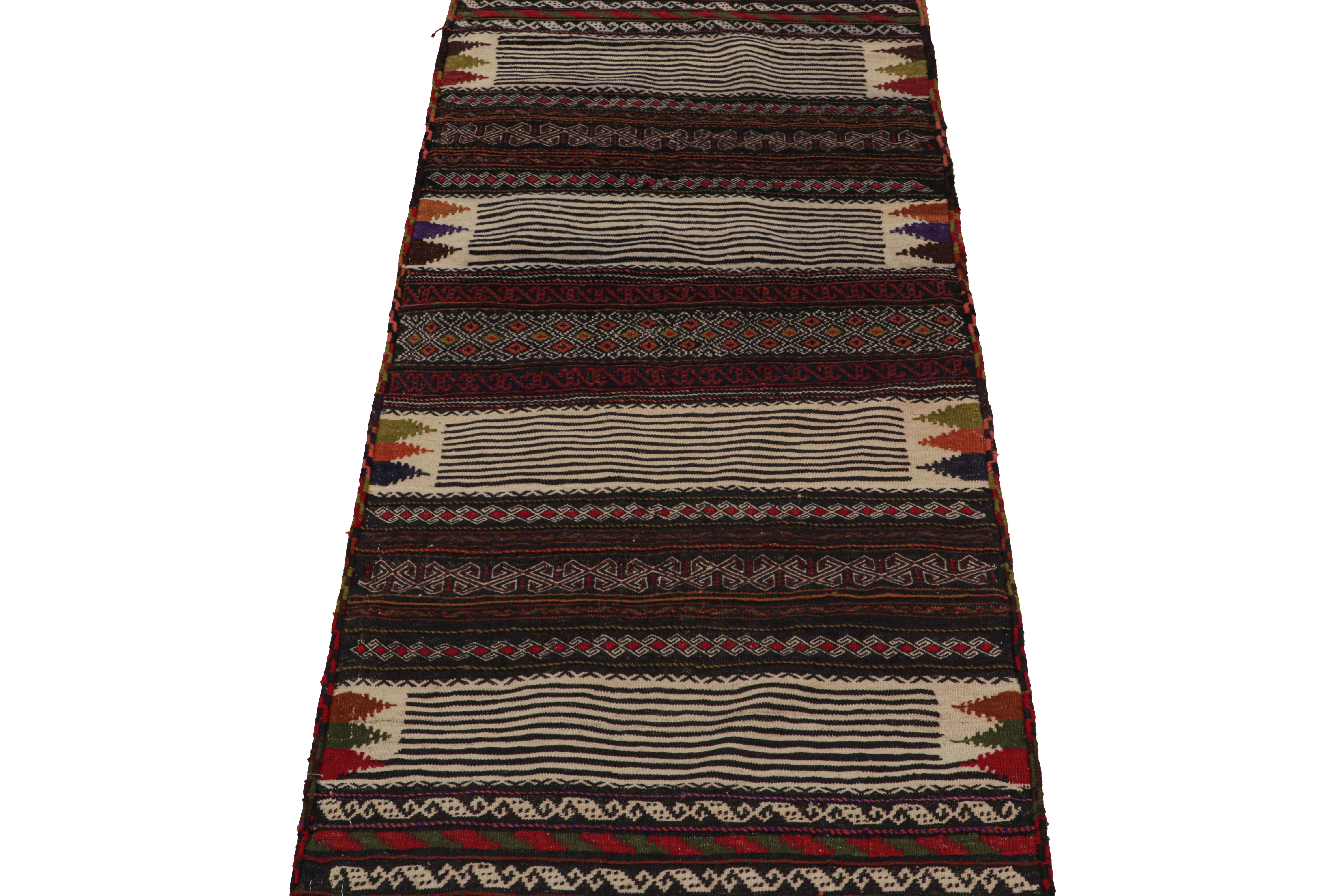 Hand-Knotted Vintage Afghan Tribal Kilim in Brown with Geometric Patterns, from Rug & Kilim For Sale