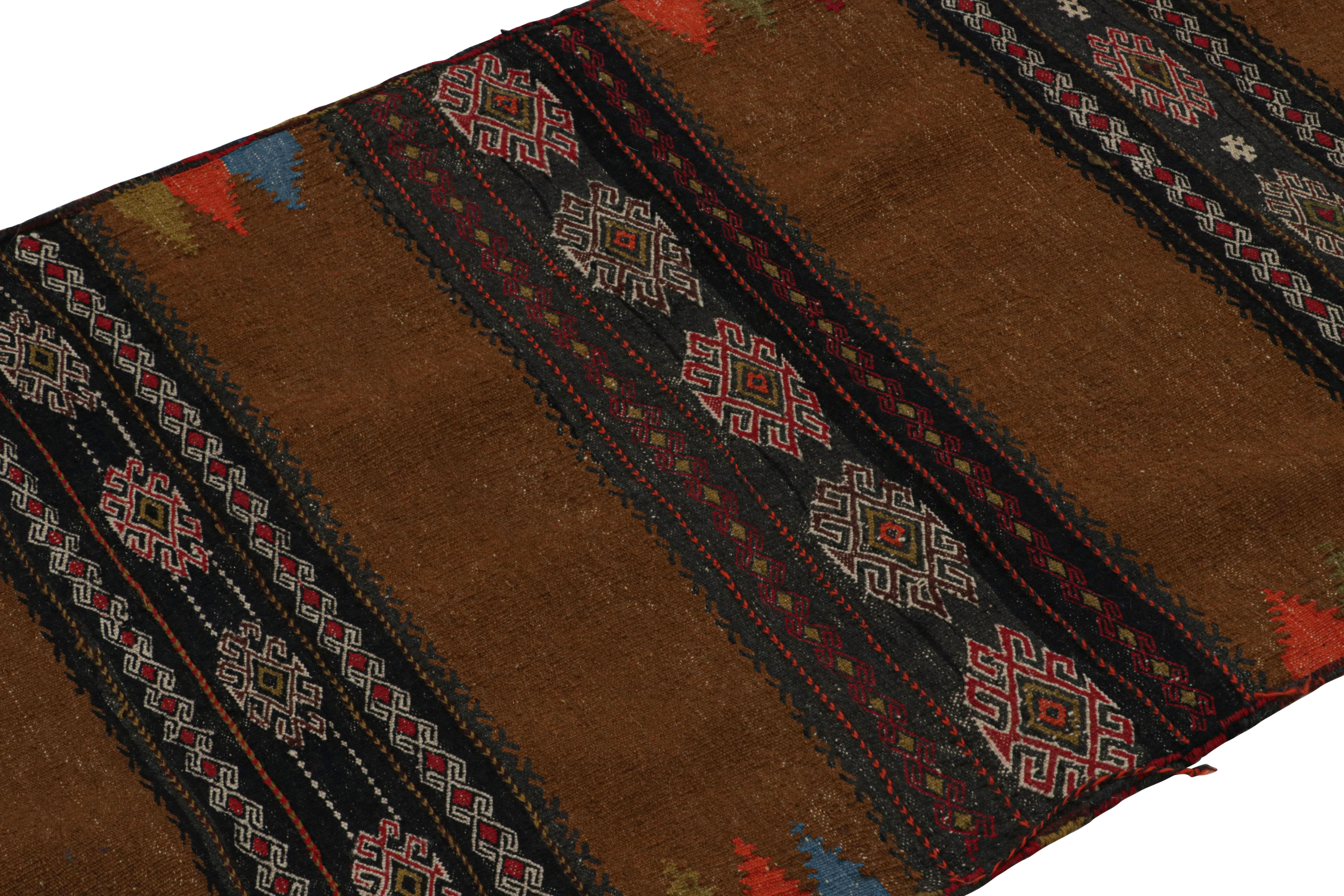 Vintage Afghan Tribal Kilim in Brown mit geometrischen Mustern, von Rug & Kilim (Handgeknüpft) im Angebot