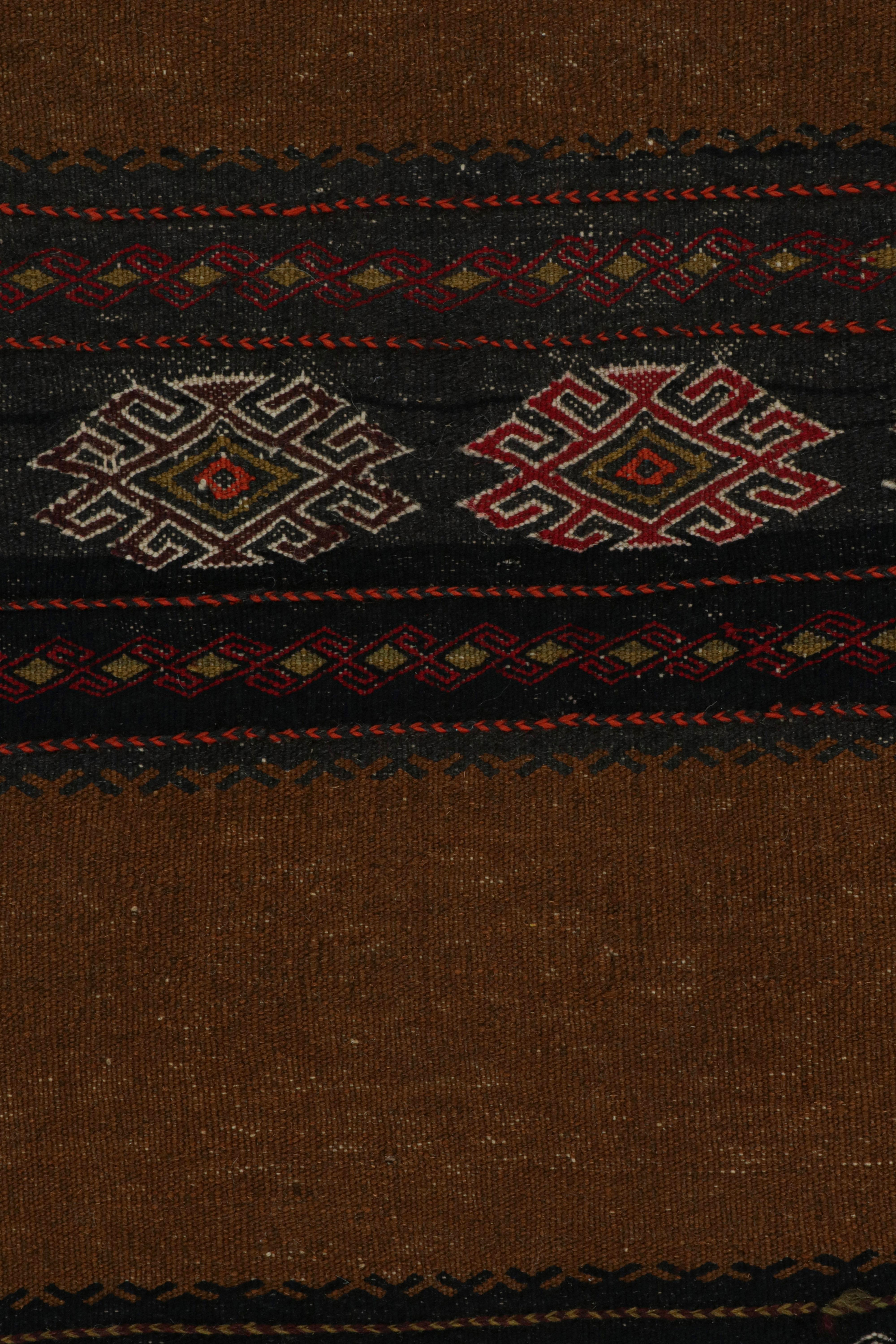Mid-20th Century Vintage Afghan Tribal Kilim in Brown with Geometric Patterns, from Rug & Kilim For Sale