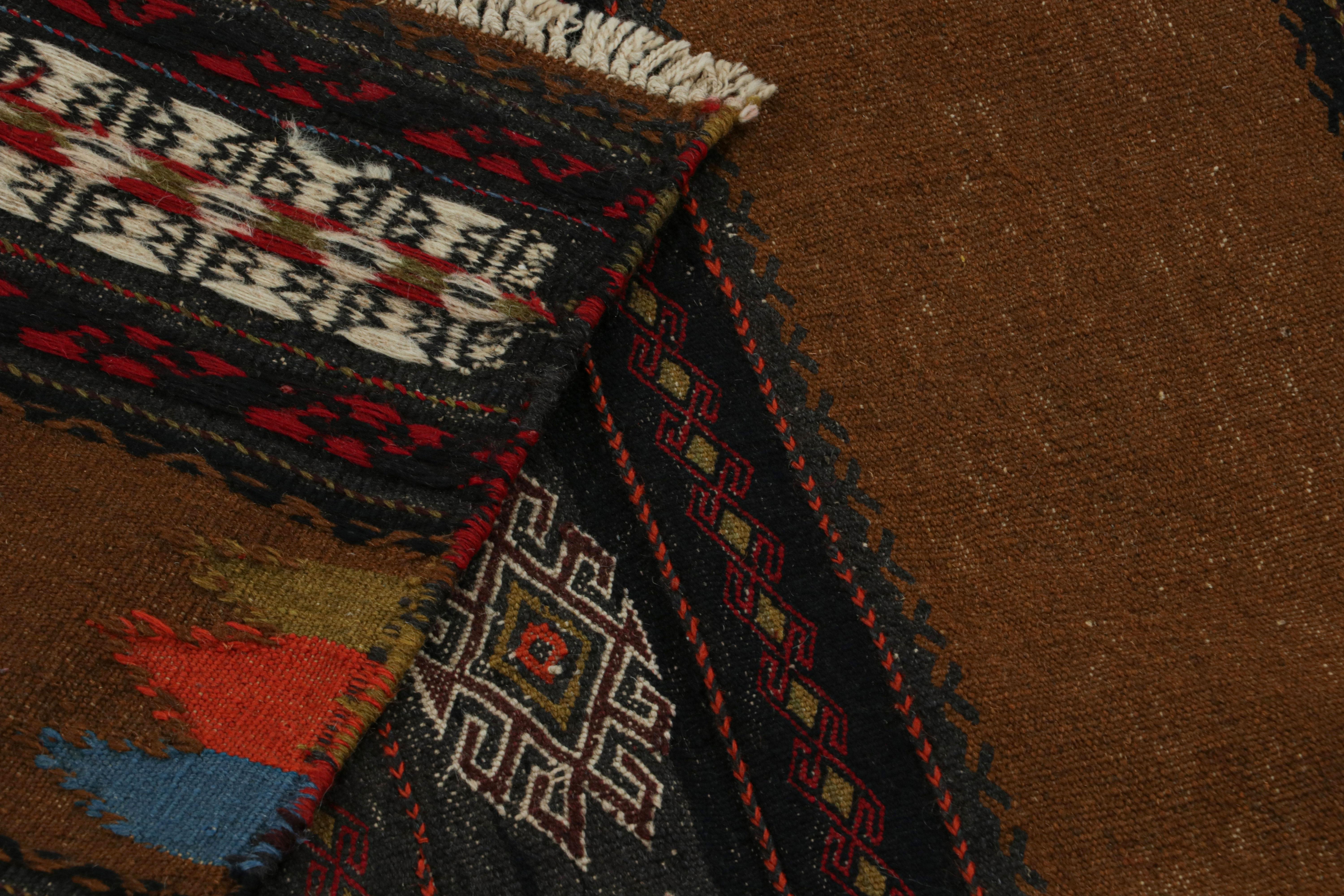 Vintage Afghan Tribal Kilim in Brown with Geometric Patterns, from Rug & Kilim For Sale 1