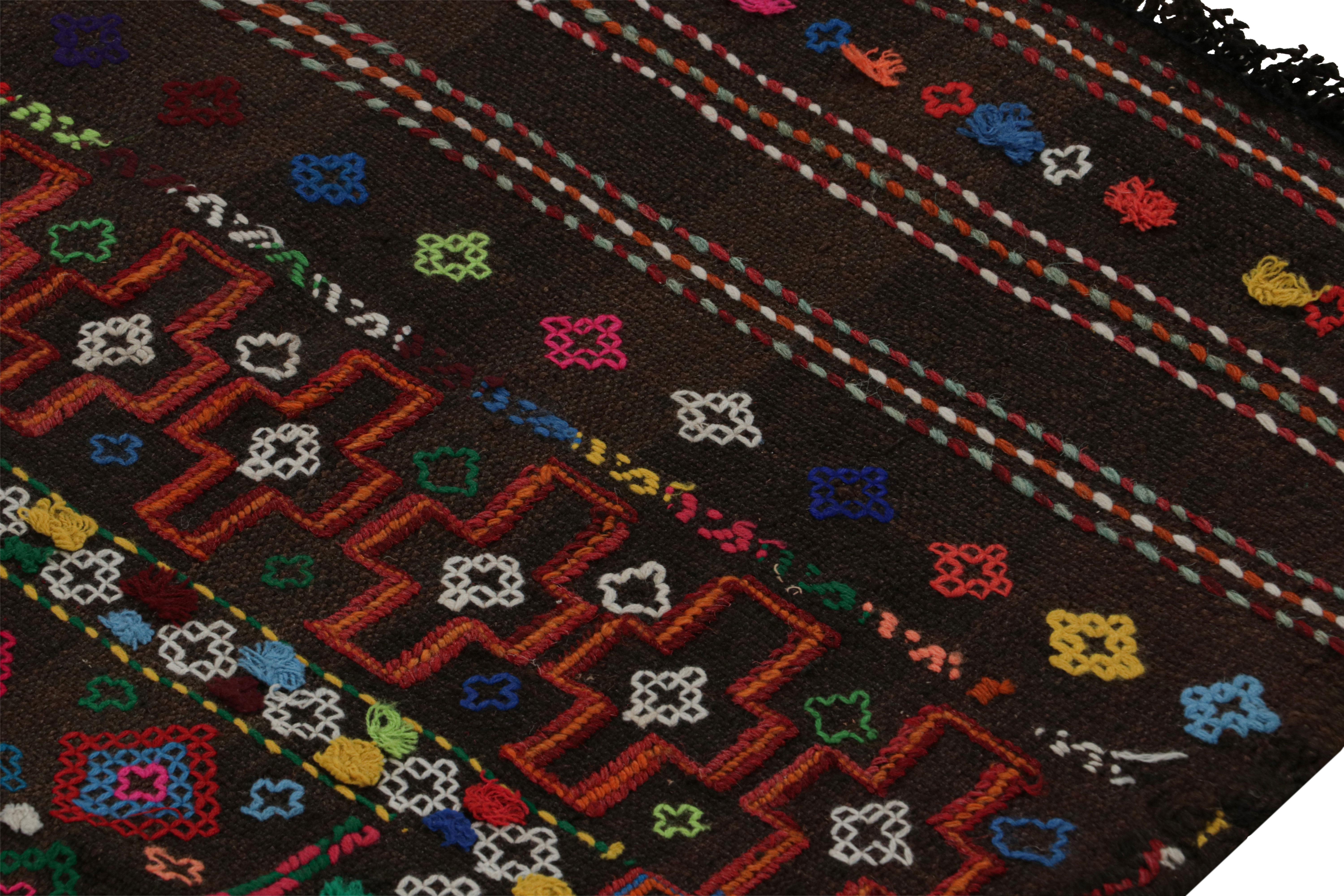 Vintage Afghan Tribal Kilim in Brown mit geometrischen Mustern, von Rug & Kilim (Wolle) im Angebot