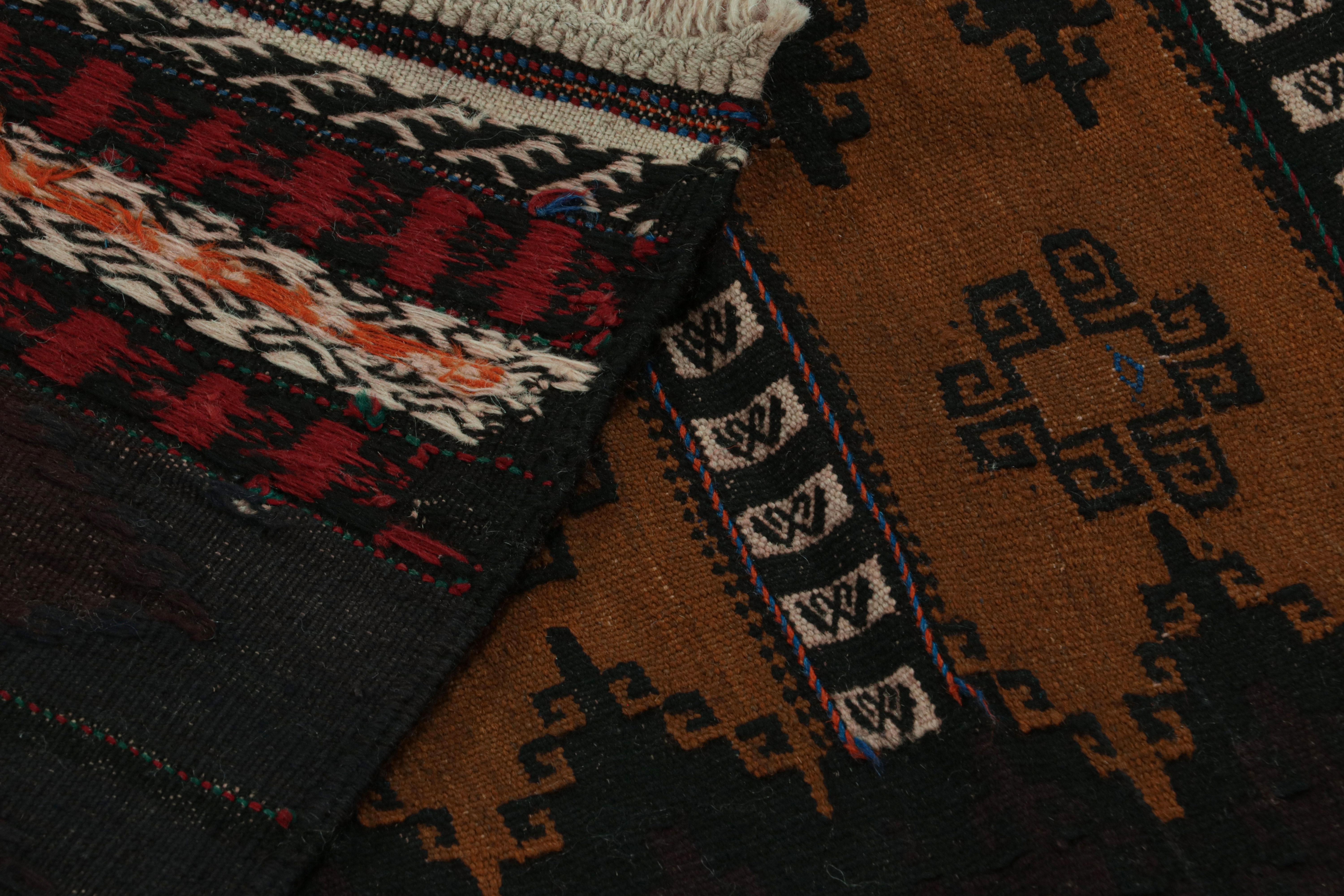 Vintage Afghan Tribal Kilim in Brown with Geometric Patterns, from Rug & Kilim For Sale 1