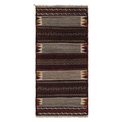 Kilim tribale afghano vintage in marrone con motivi geometrici, da Rug & Kilim