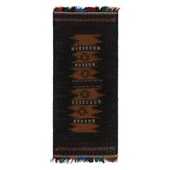 Kilim tribale afghano vintage in marrone con motivi geometrici, da Rug & Kilim