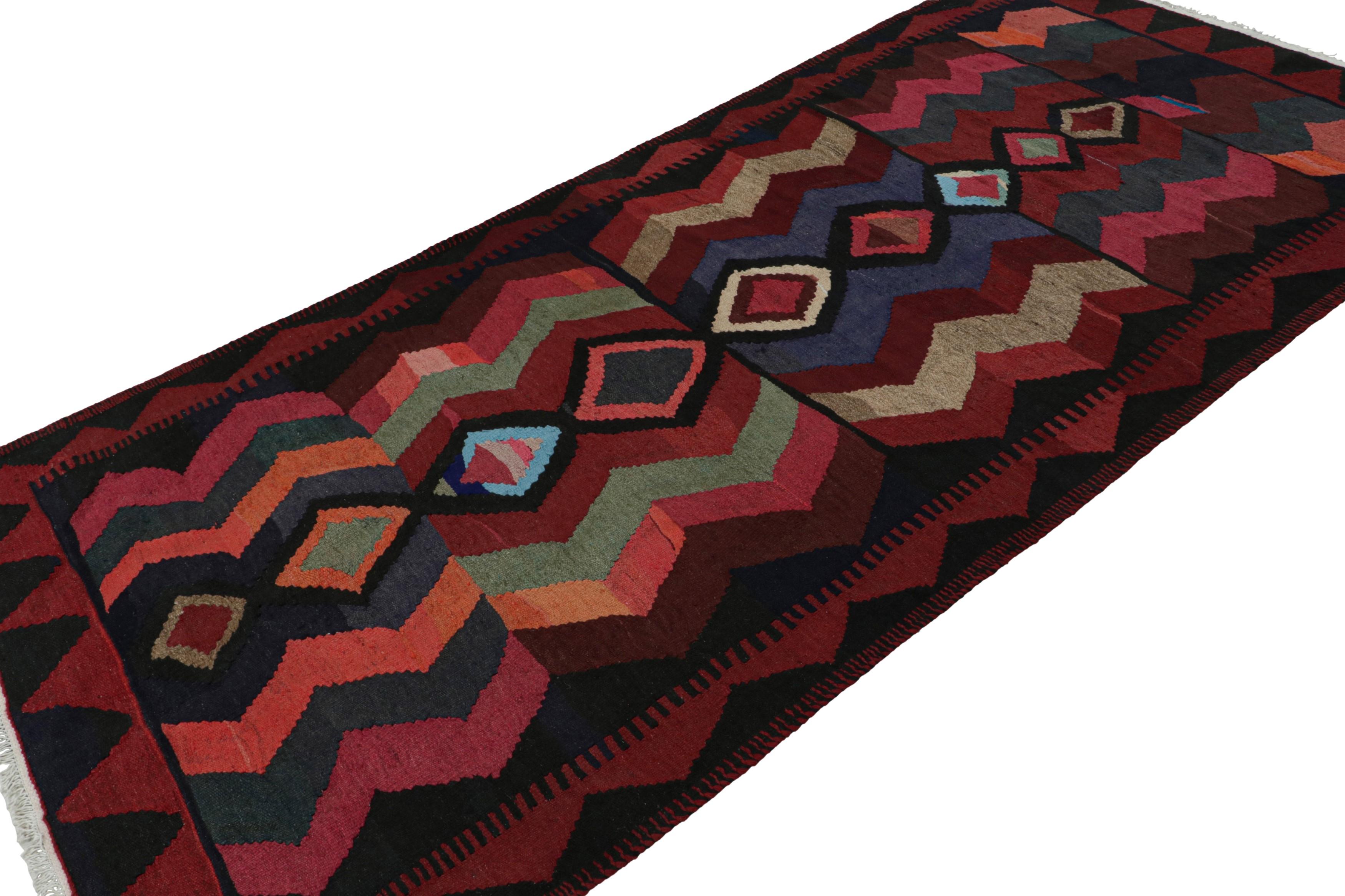 Handwoven in wool circa 1950-1960, this 5x9 vintage Afghan kilim is a new curation from Rug & Kilim’s collection. 

On the Design:

Specifically believed to be coming from tribal weavers, this 5x9 flatweave boasts a rich personality with traditional