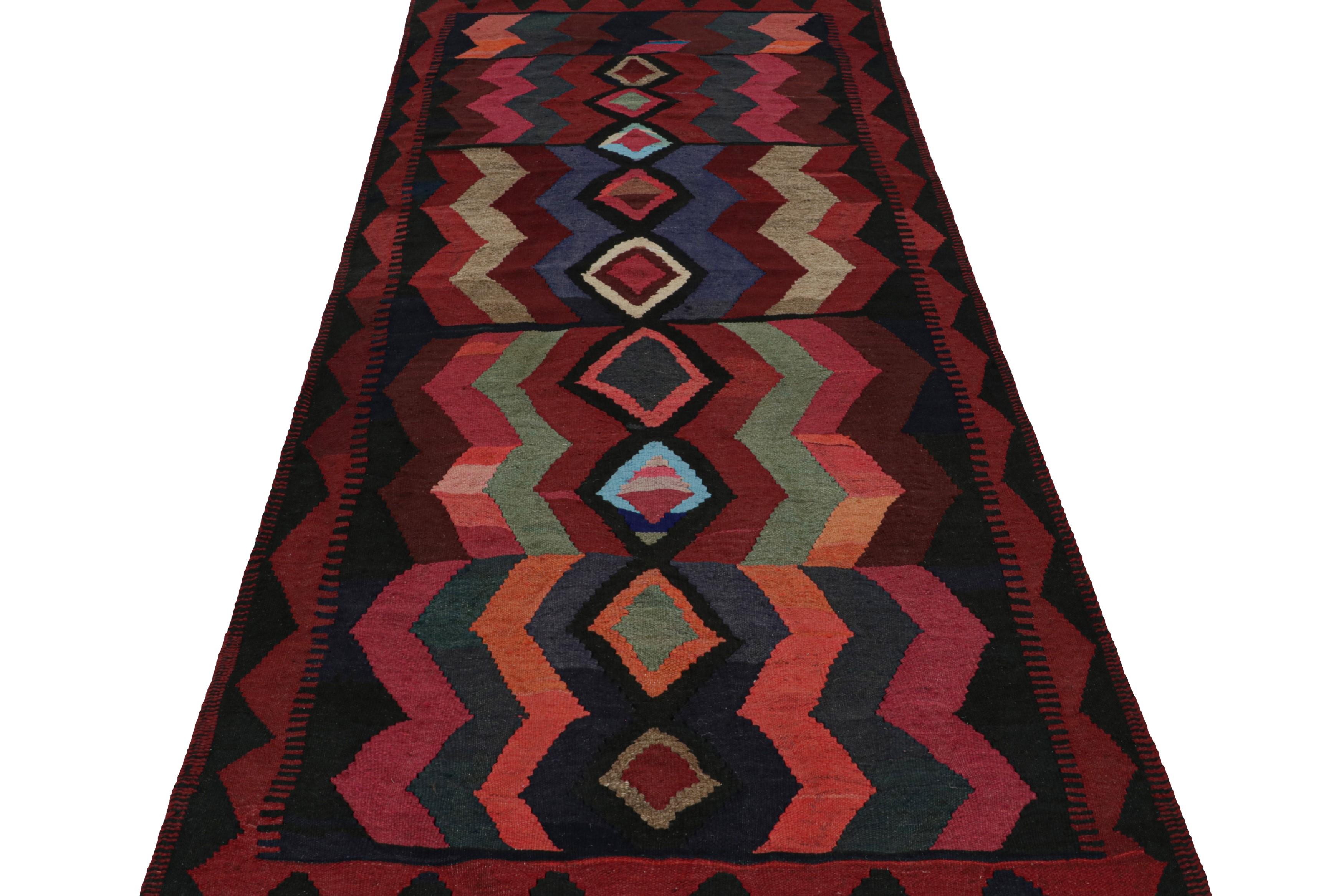 Hand-Woven Vintage Afghan Tribal Kilim in Polychromatic Geometric Patterns by Rug & Kilim For Sale