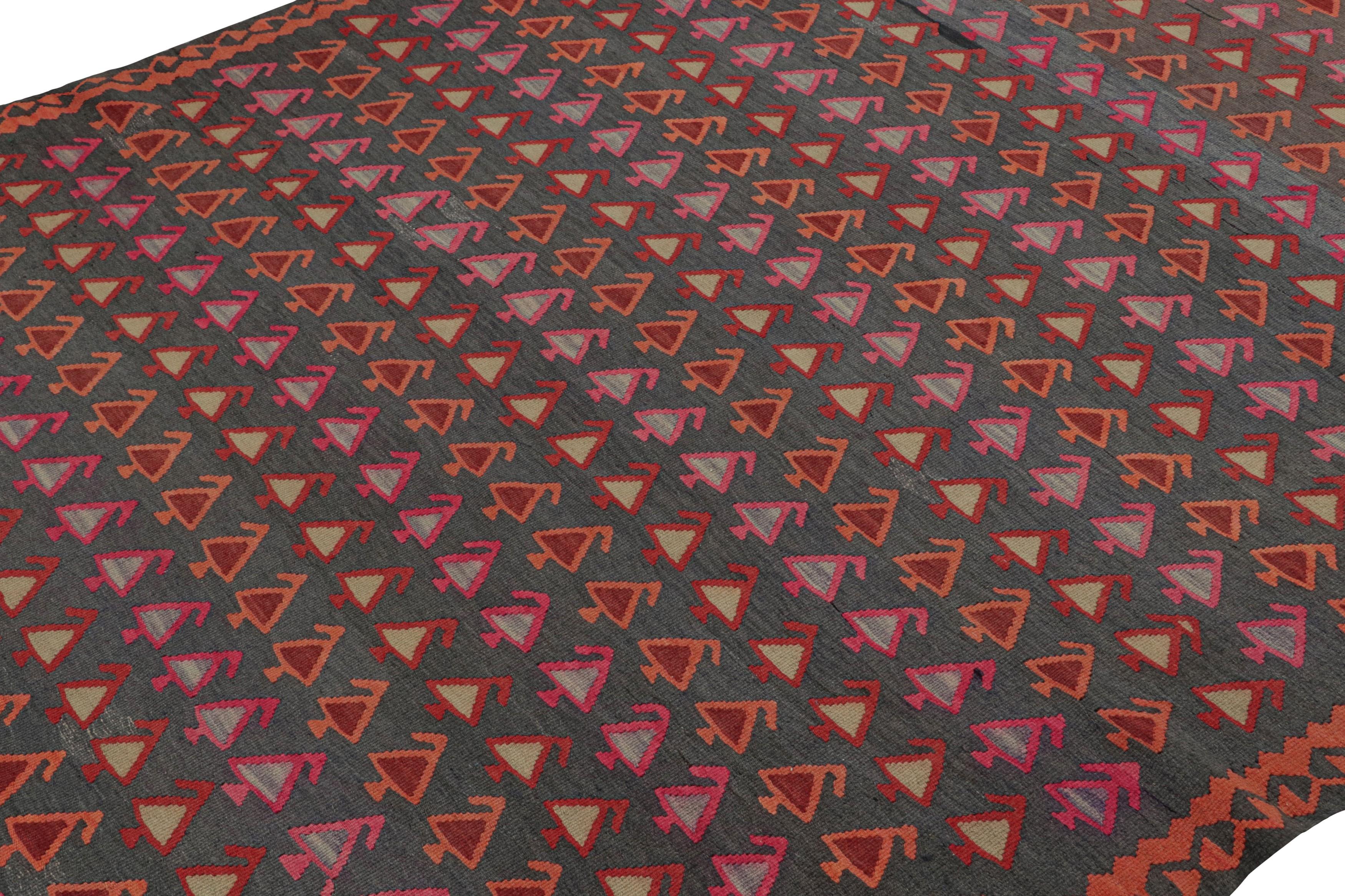 Vintage Afghan Tribal Kilim in Polychromatic Geometric Patterns by Rug & Kilim In Good Condition For Sale In Long Island City, NY