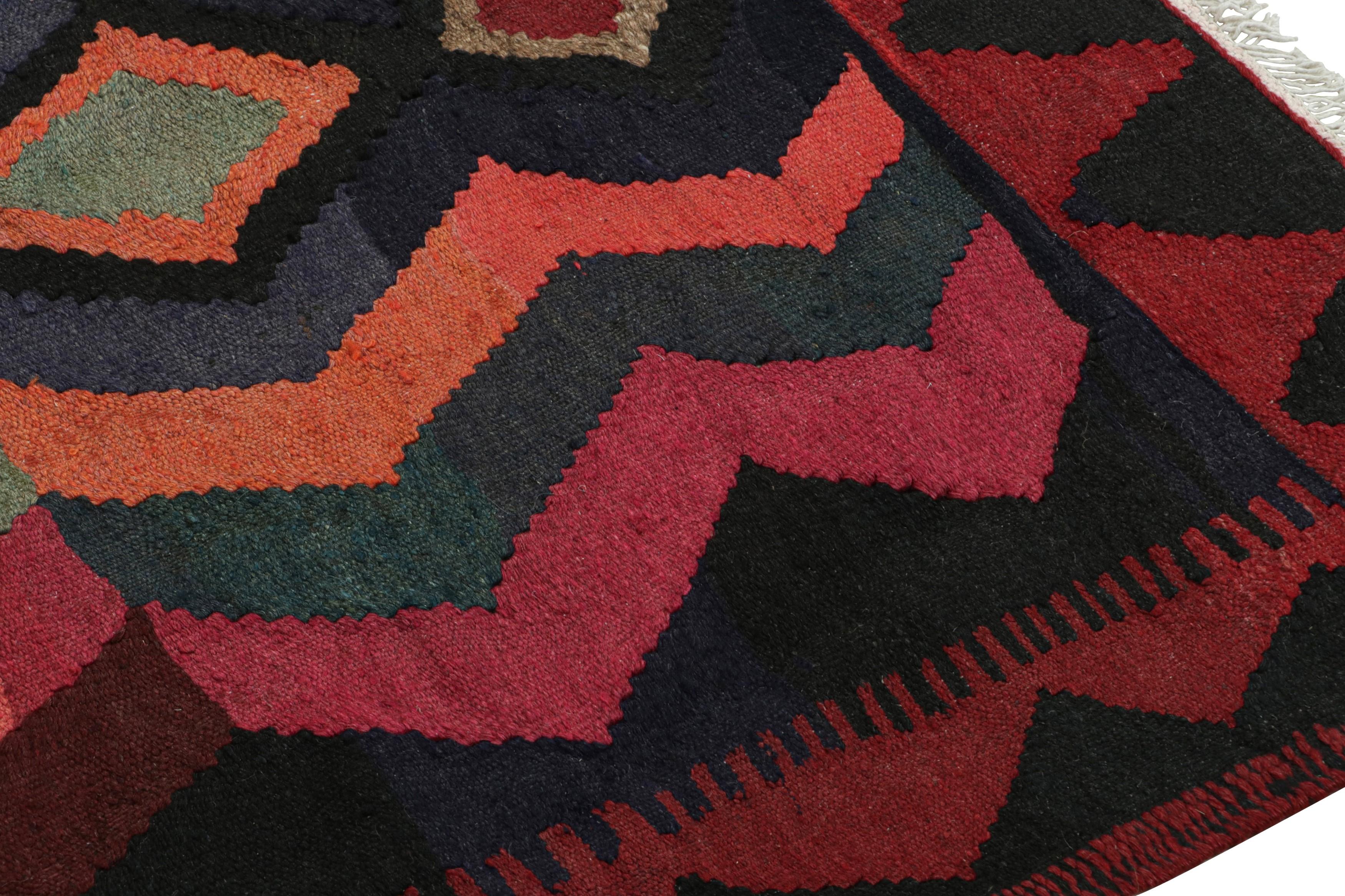 Mid-20th Century Vintage Afghan Tribal Kilim in Polychromatic Geometric Patterns by Rug & Kilim For Sale