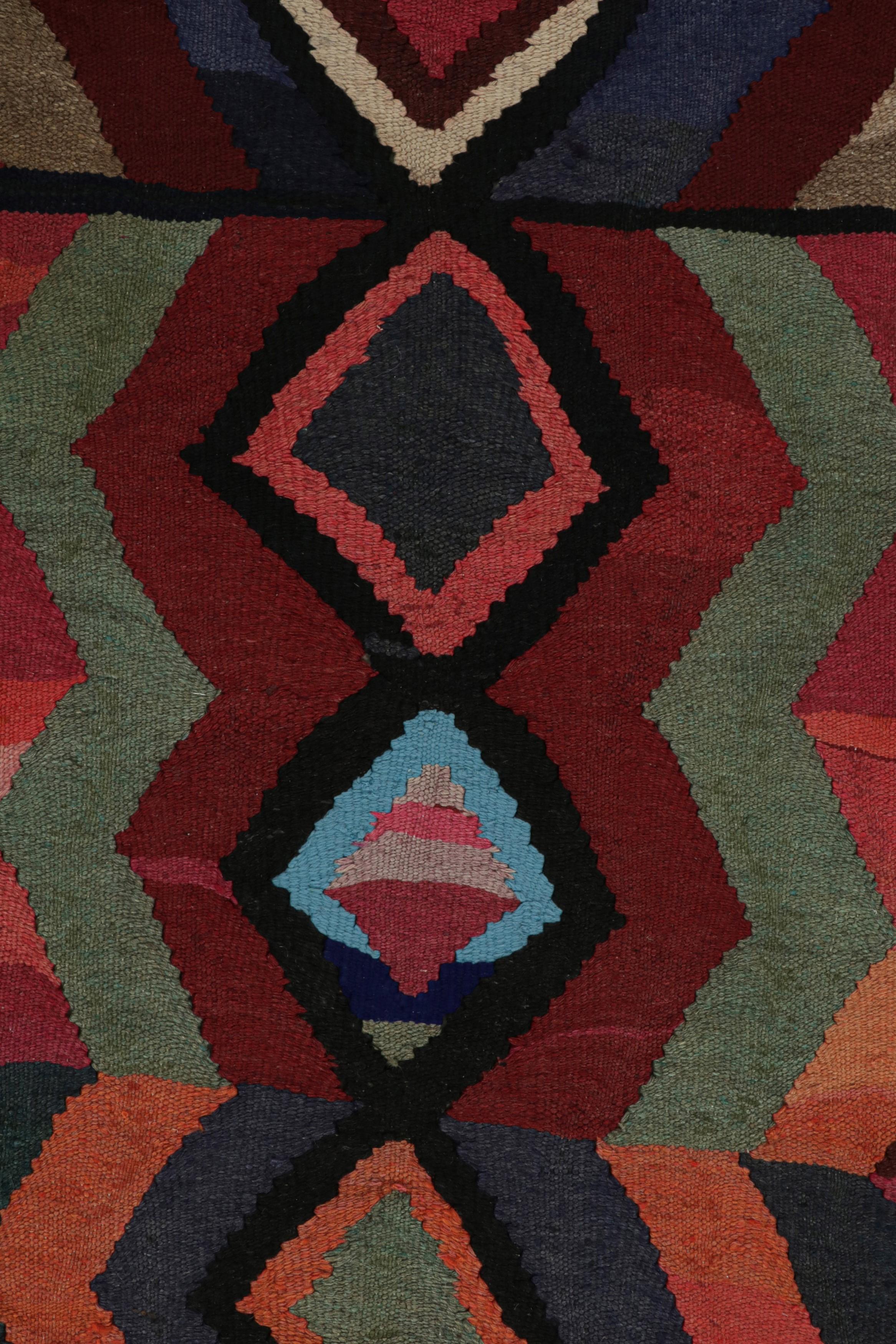Wool Vintage Afghan Tribal Kilim in Polychromatic Geometric Patterns by Rug & Kilim For Sale