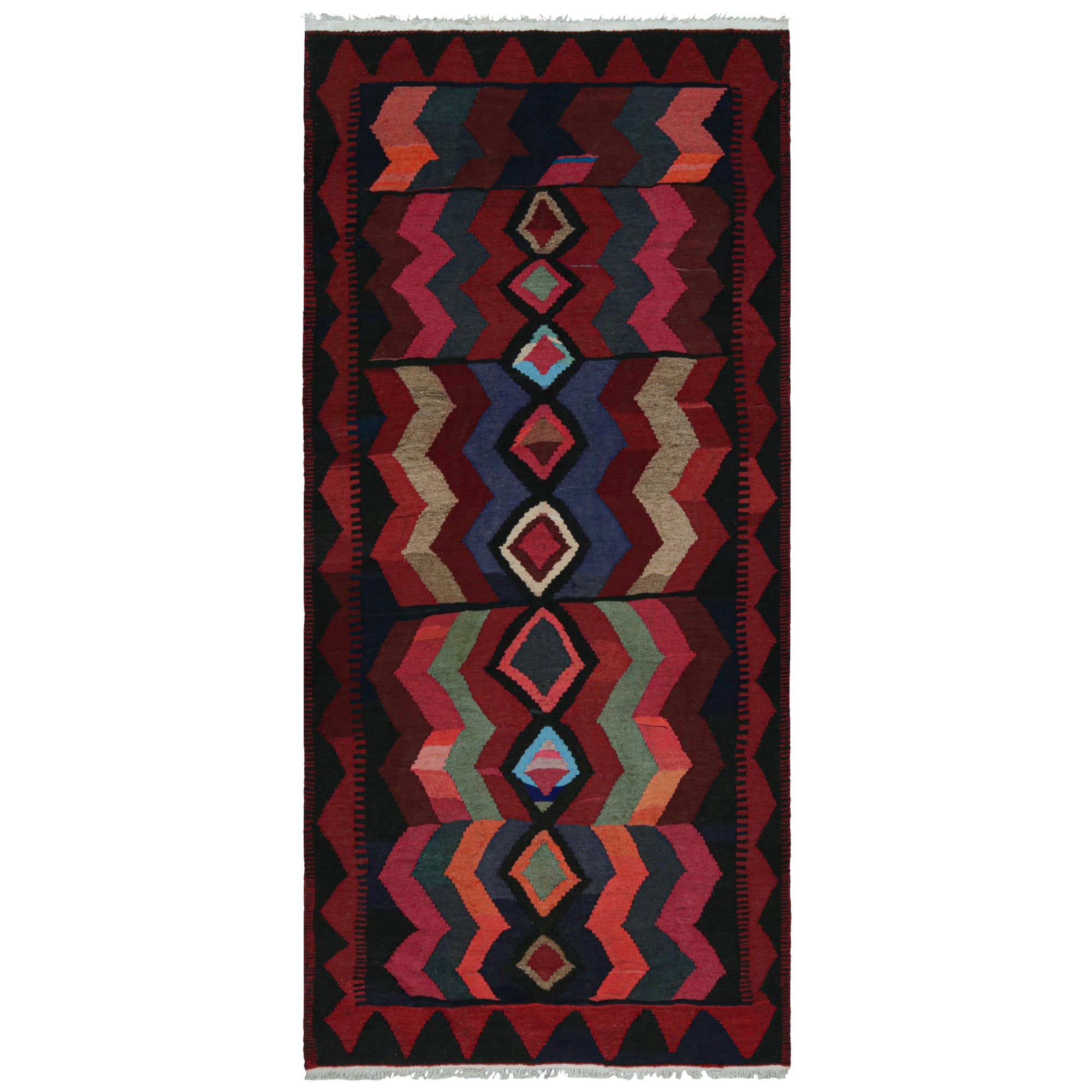 Kilim tribal afghan vintage à motifs géométriques polychromes par Rug & Kilim