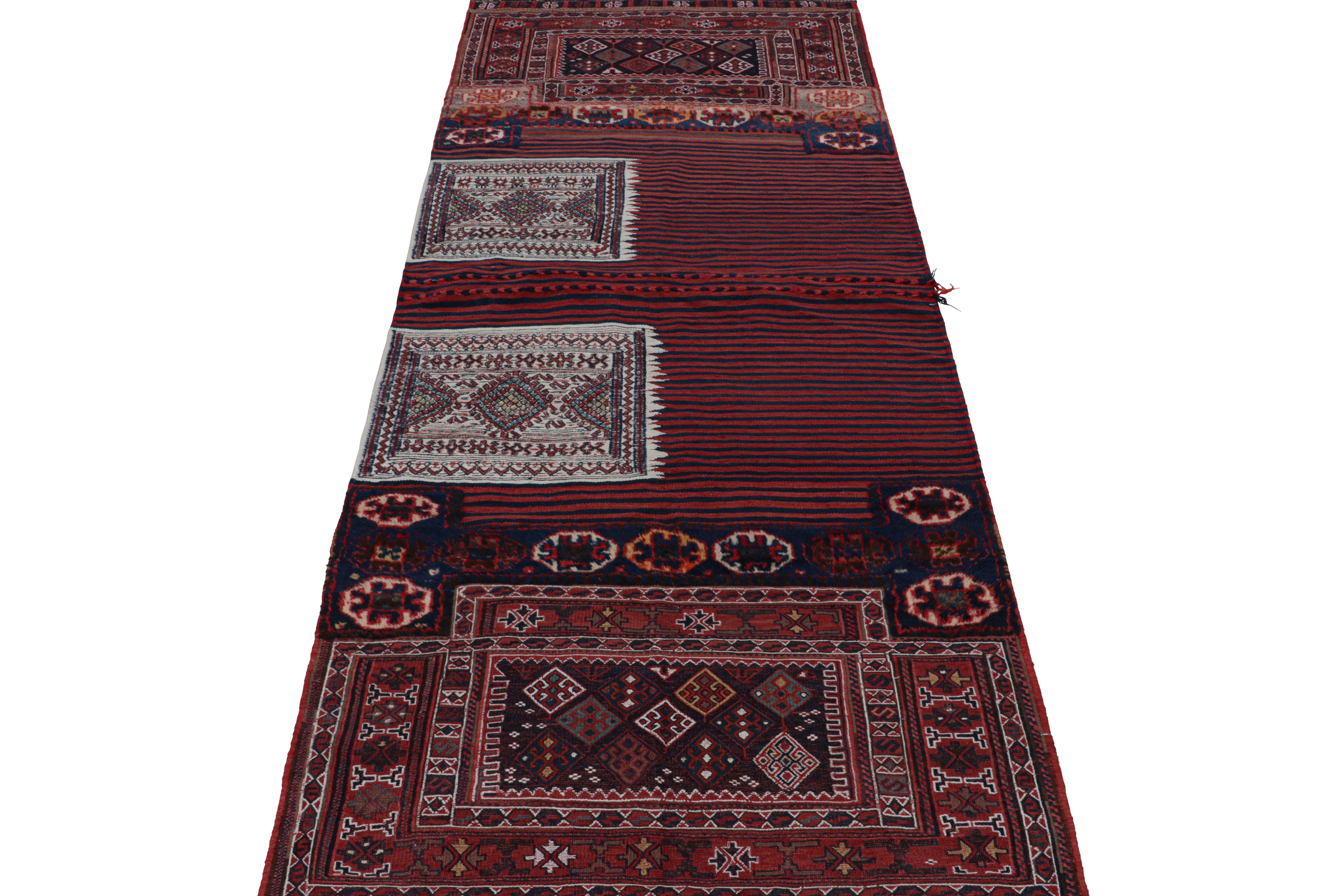 Hand-Woven Vintage Afghan Tribal Kilim in Red, with Geometric Patterns For Sale
