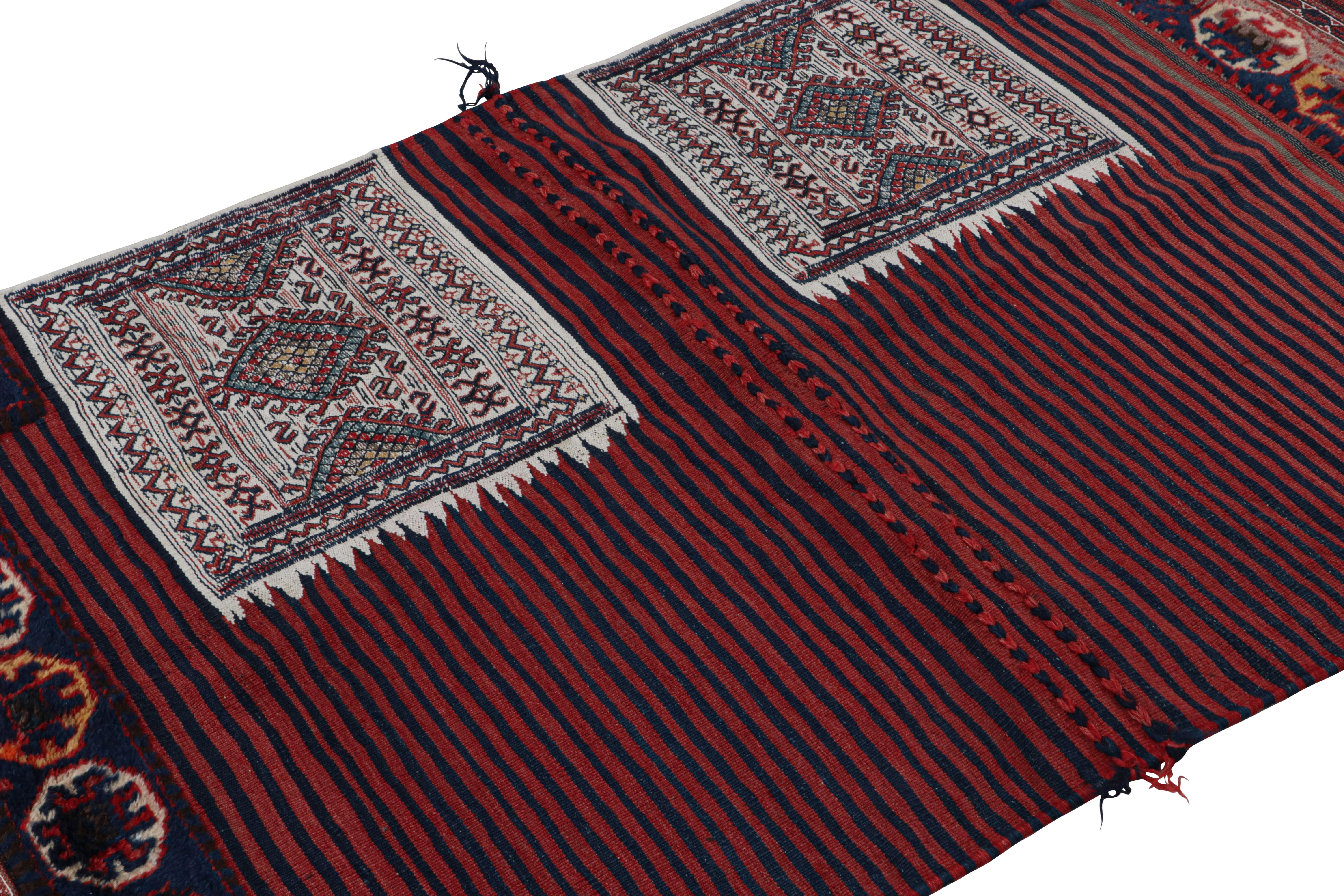 Vintage Afghan Tribal Kilim in Red, with Geometric Patterns In Good Condition For Sale In Long Island City, NY
