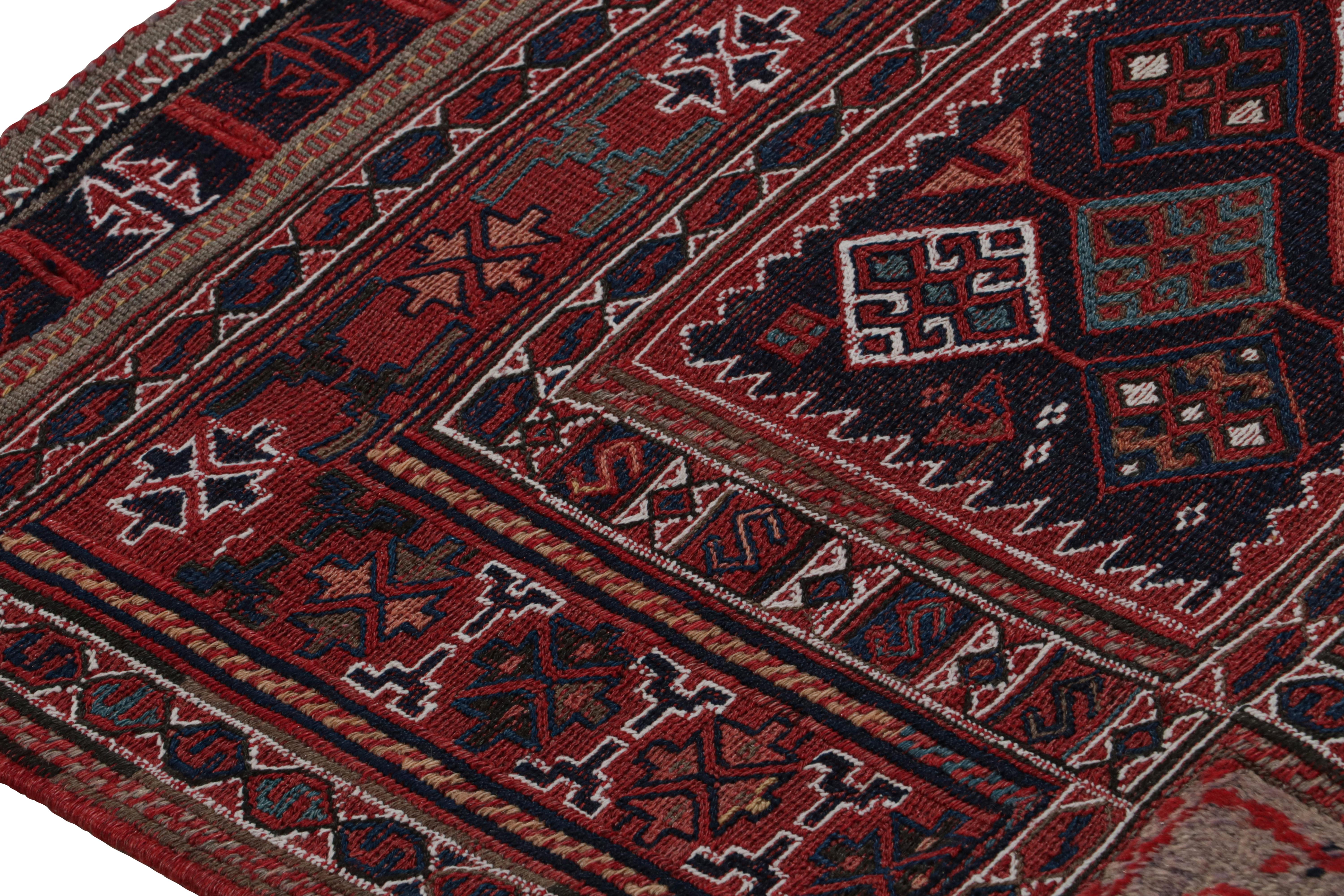 Mid-20th Century Vintage Afghan Tribal Kilim in Red, with Geometric Patterns For Sale