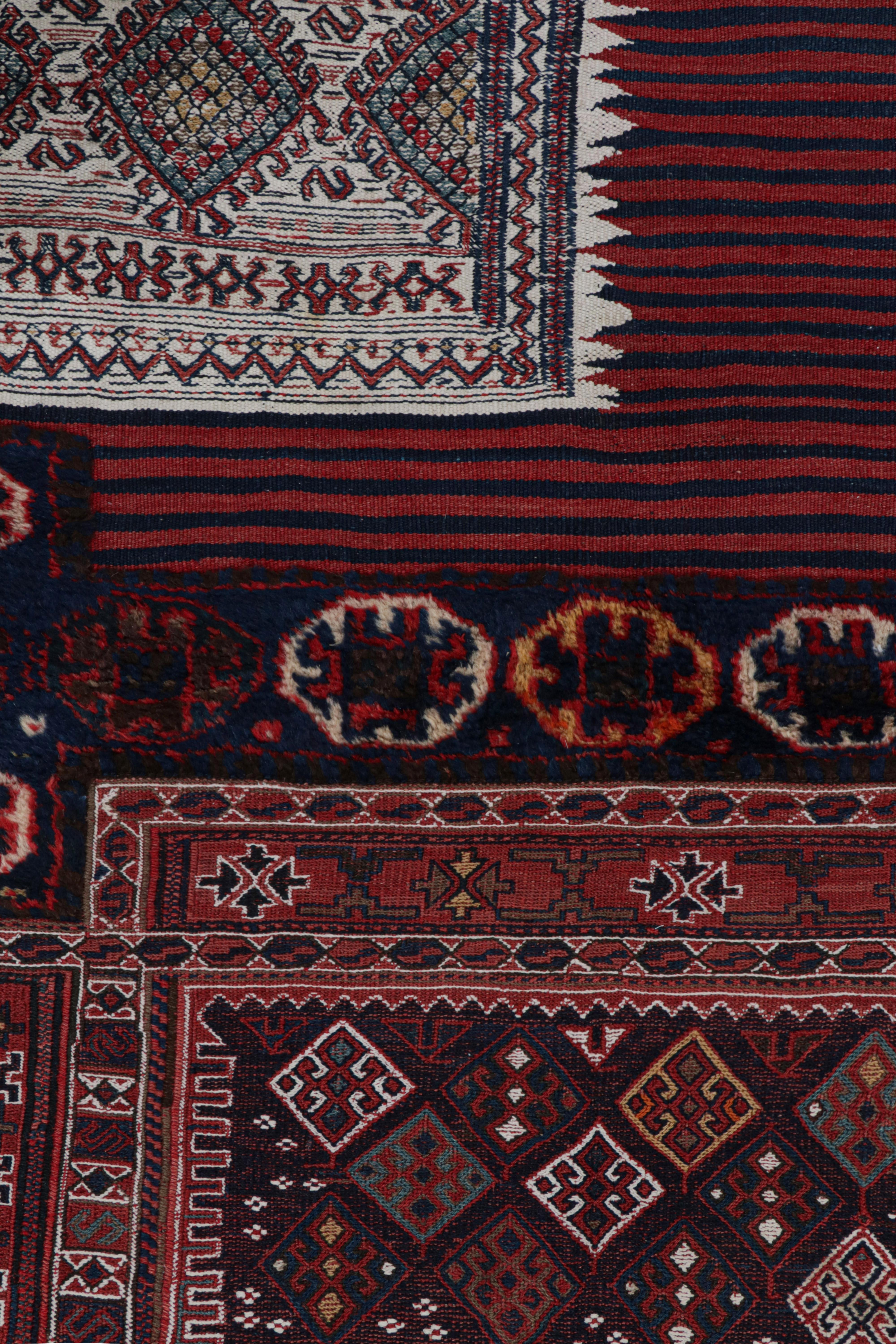 Wool Vintage Afghan Tribal Kilim in Red, with Geometric Patterns For Sale