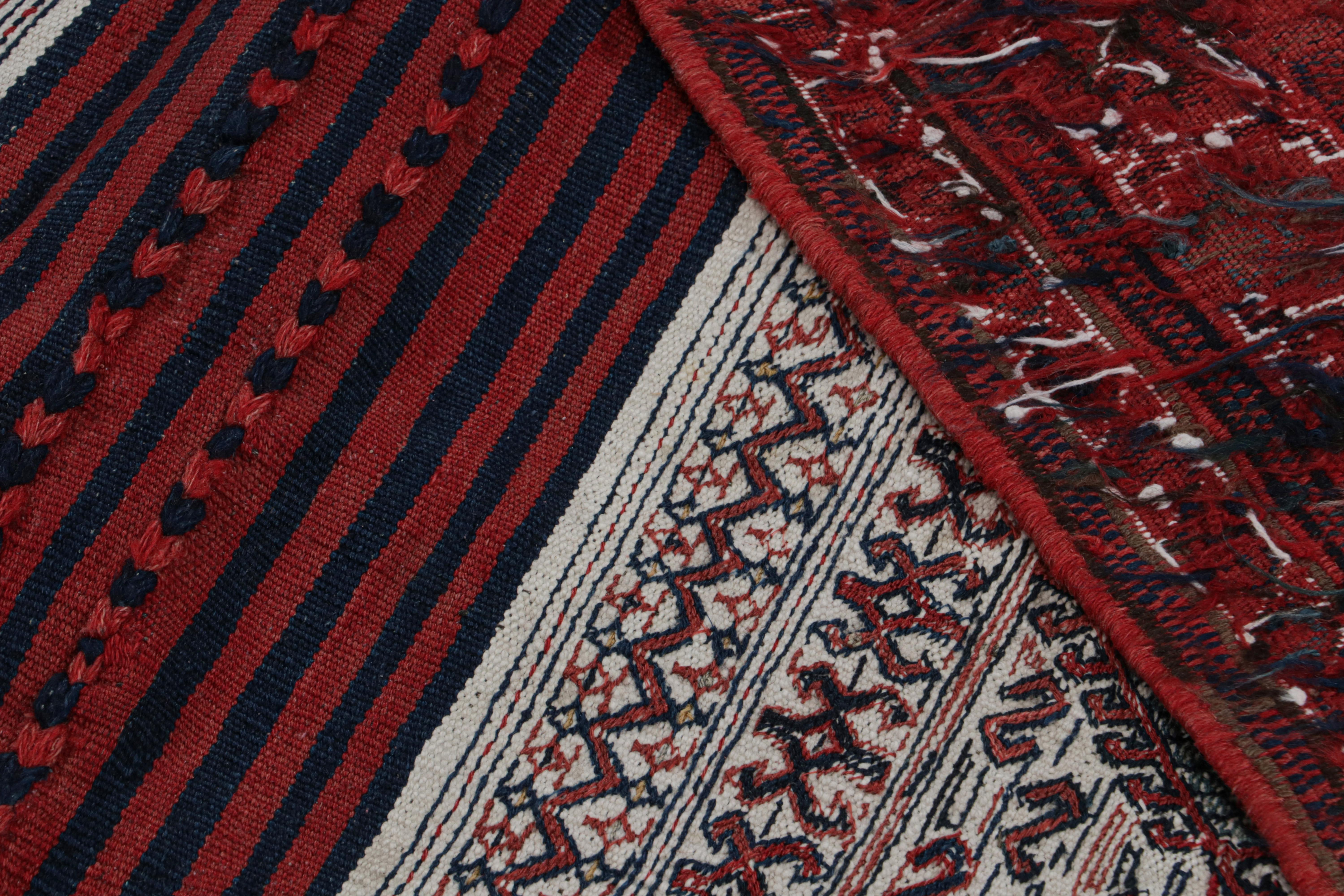 Vintage Afghan Tribal Kilim in Red, with Geometric Patterns For Sale 1