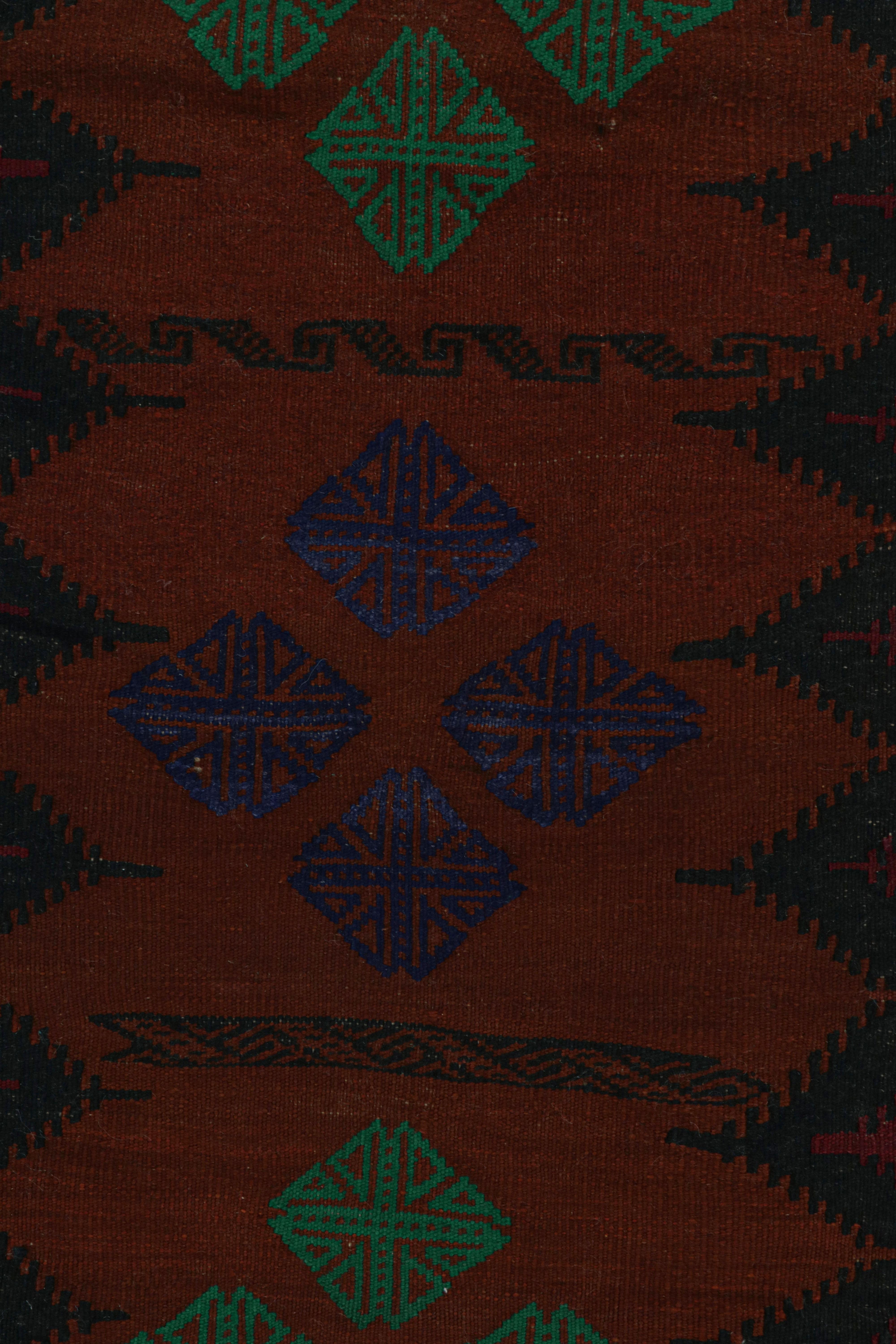Mid-20th Century Vintage Afghan Tribal Kilim in Rust Tones Geometric Patterns, from Rug & Kilim For Sale