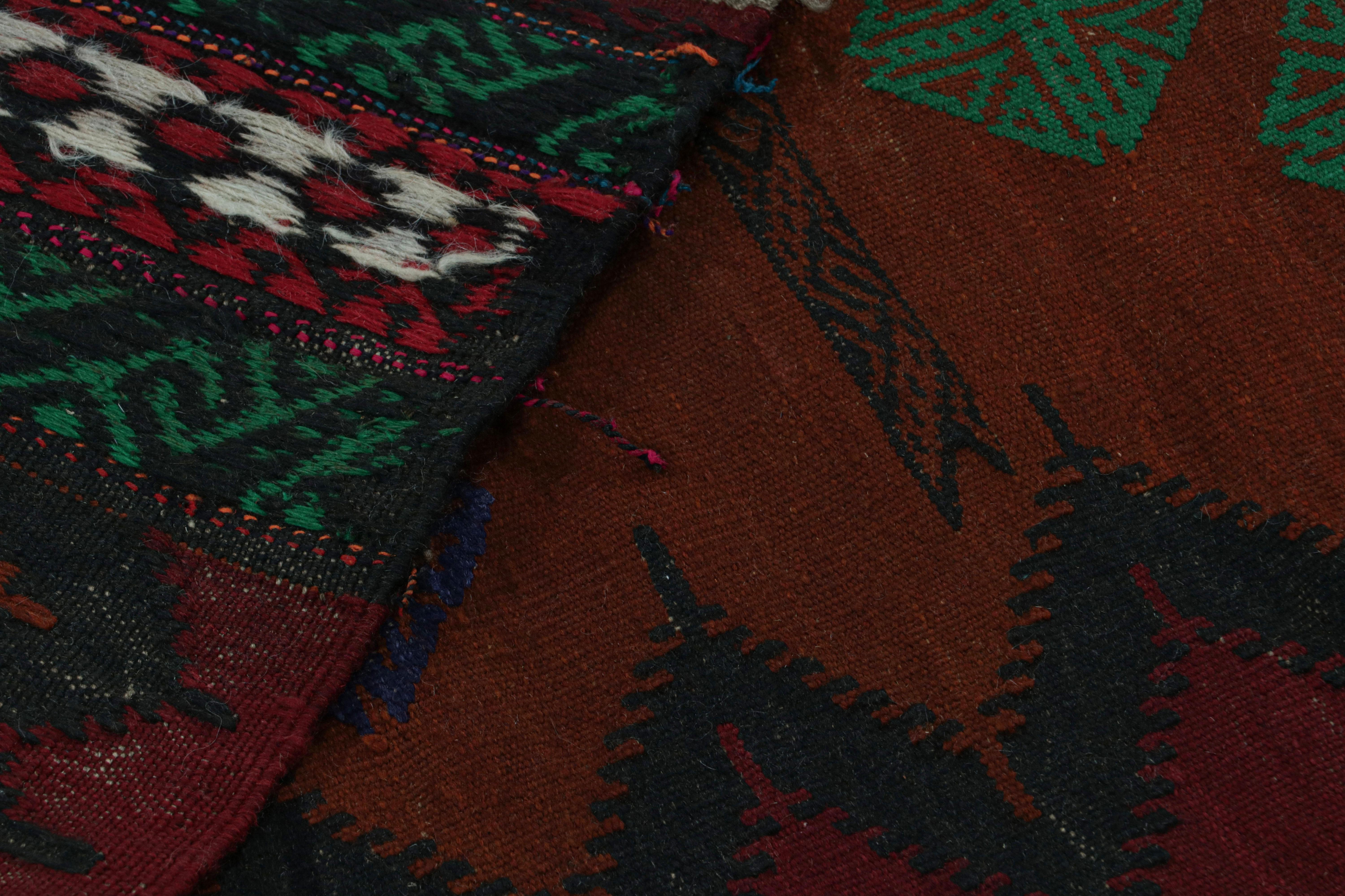 Wool Vintage Afghan Tribal Kilim in Rust Tones Geometric Patterns, from Rug & Kilim For Sale