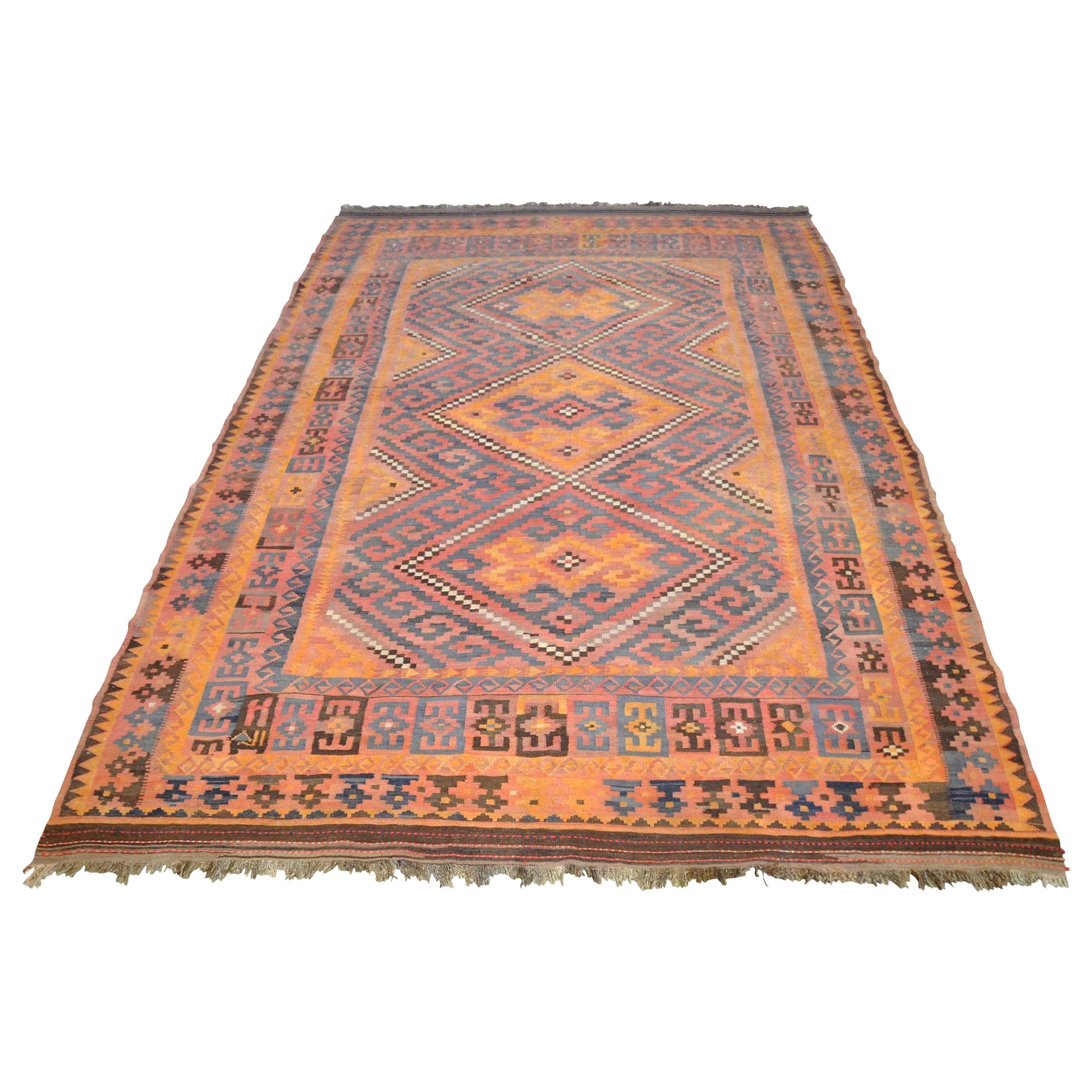 Tapis Kilim tribal afghan vintage en vente