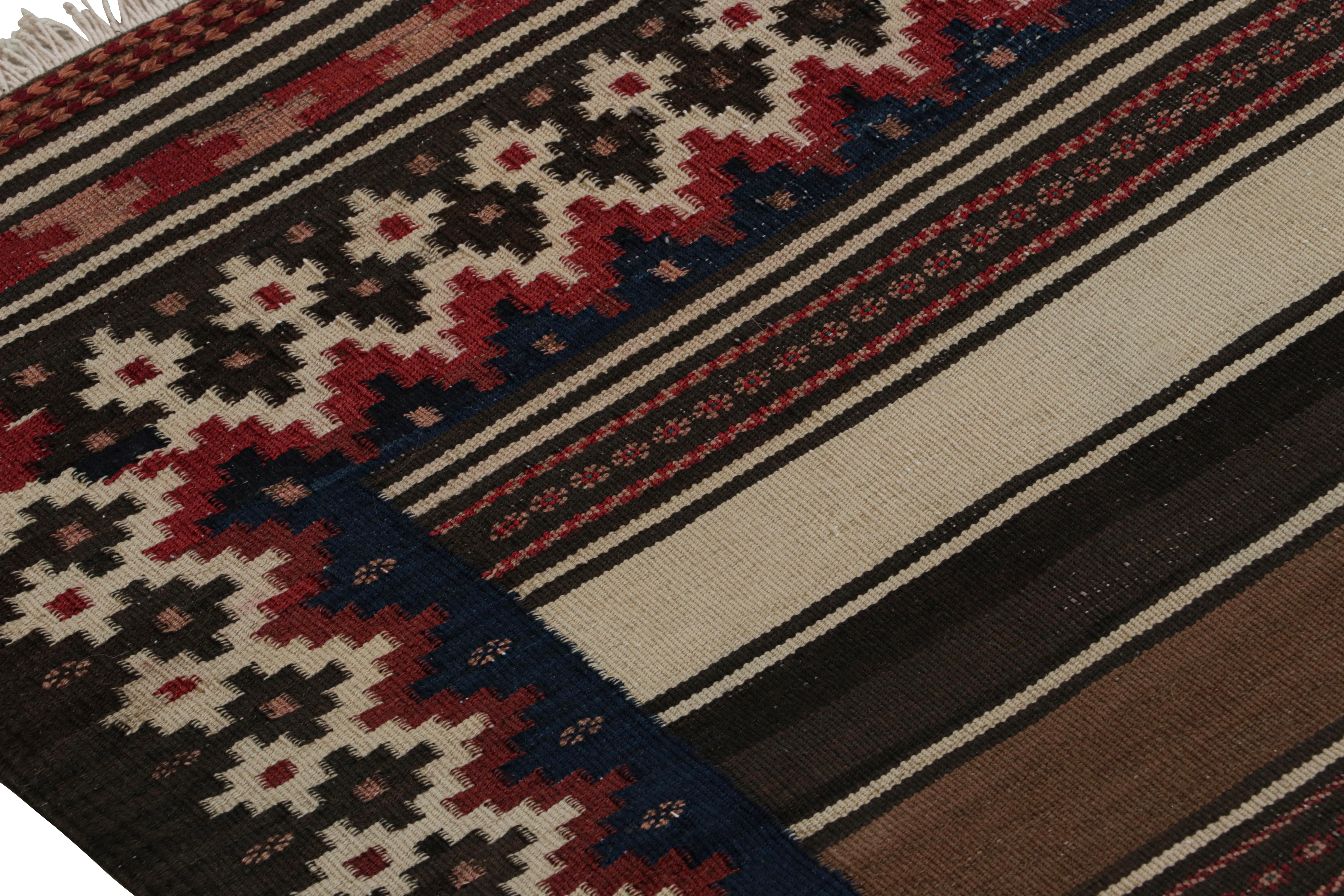 Mid-20th Century Vintage Afghan Tribal Kilim rug, with Beige/Brown Stripes, from Rug & Kilim For Sale