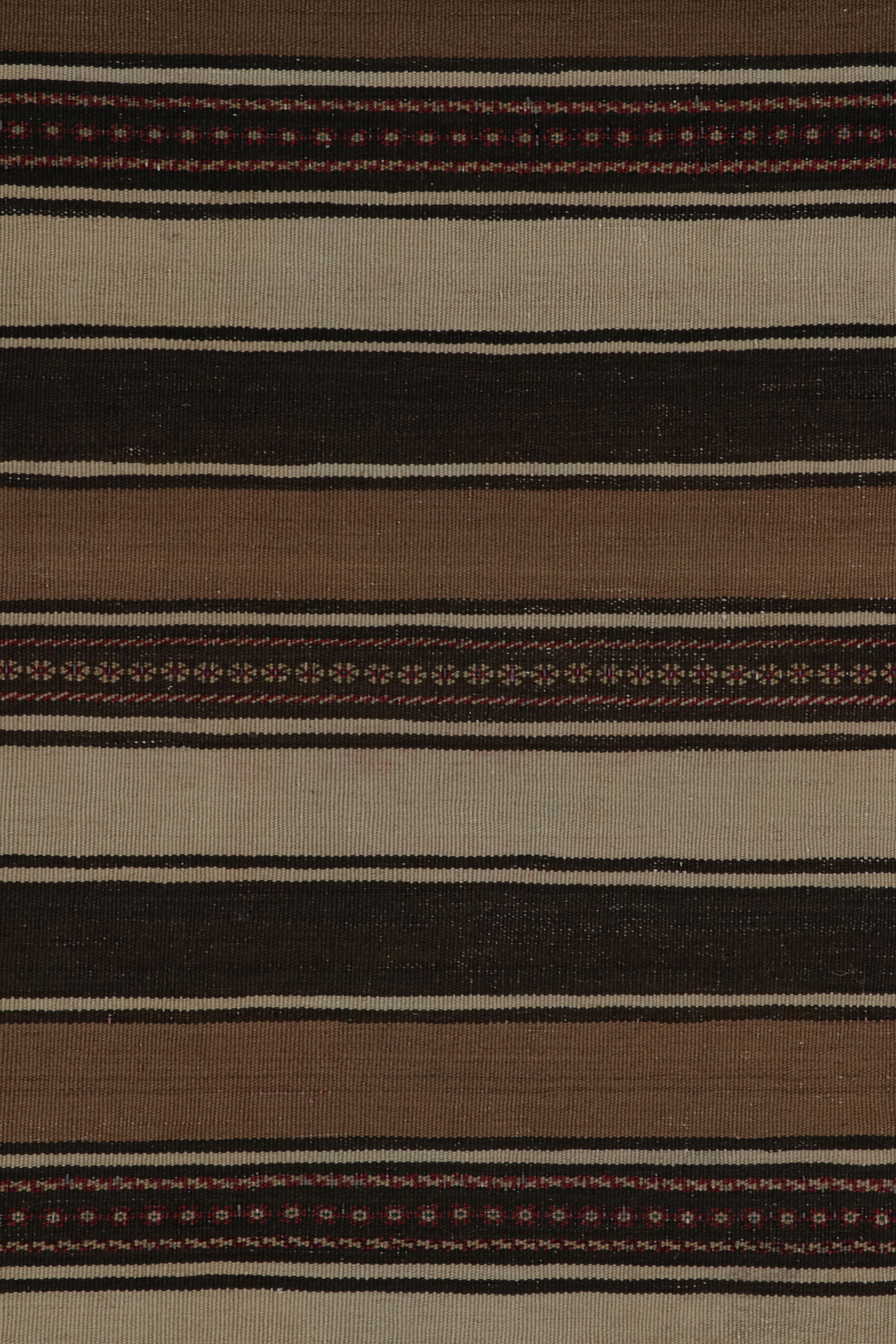 Wool Vintage Afghan Tribal Kilim rug, with Beige/Brown Stripes, from Rug & Kilim For Sale