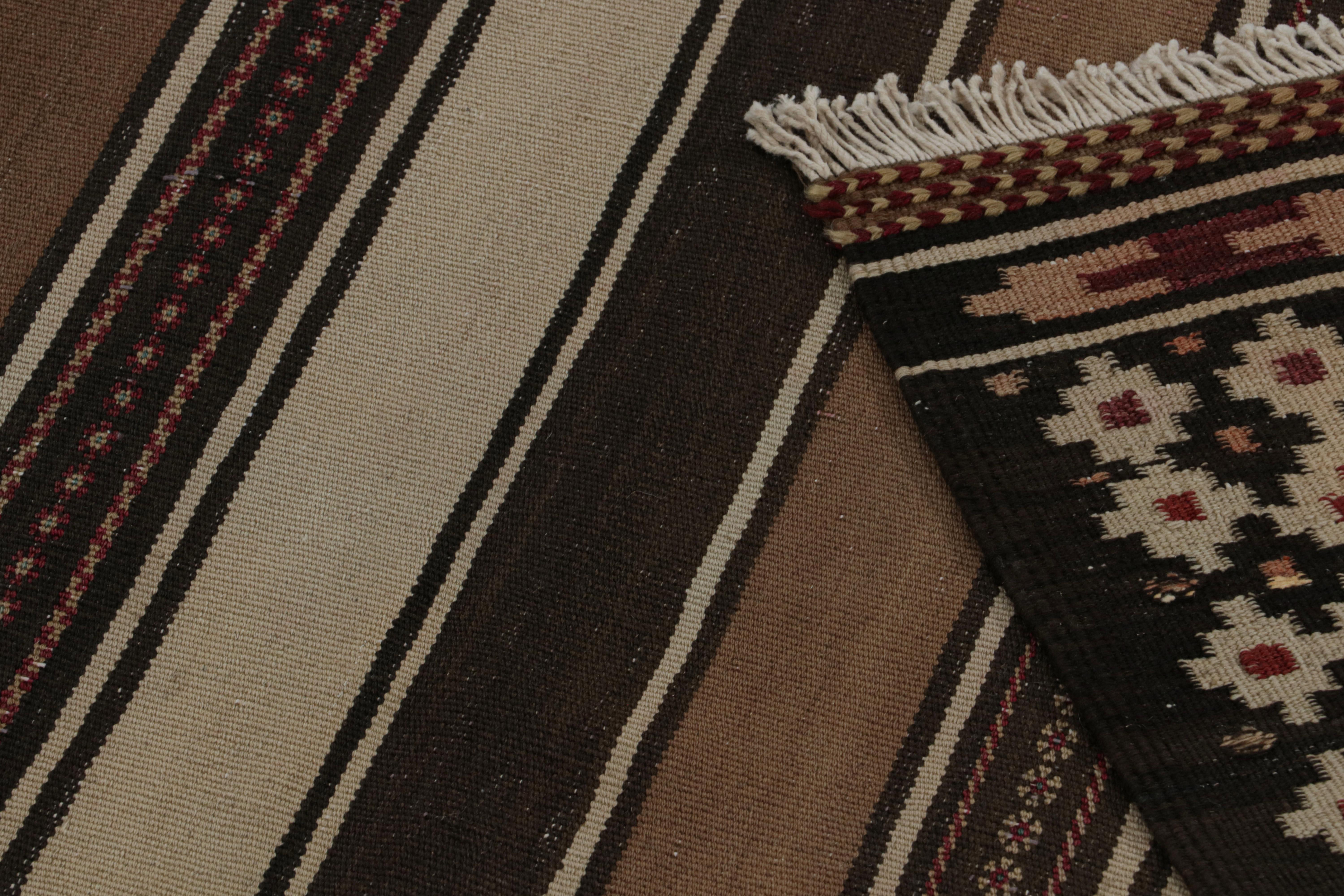 Vintage Afghan Tribal Kilim rug, with Beige/Brown Stripes, from Rug & Kilim For Sale 1