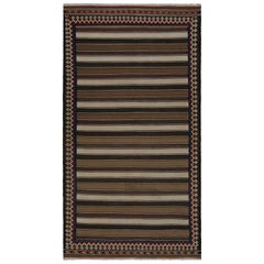 Vintage Afghan Tribal Kilim Teppich, mit Beige/Braun Streifen, von Rug & Kilim