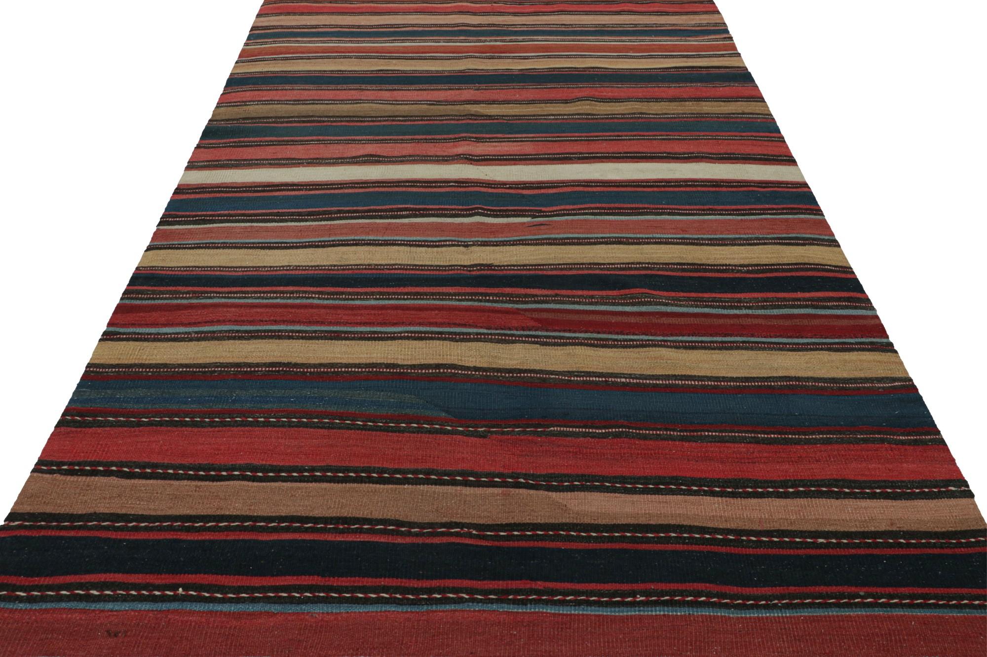 Hand-Knotted Vintage Afghan Tribal Kilim Rug with Colorful Stripes, from Rug & Kilim For Sale