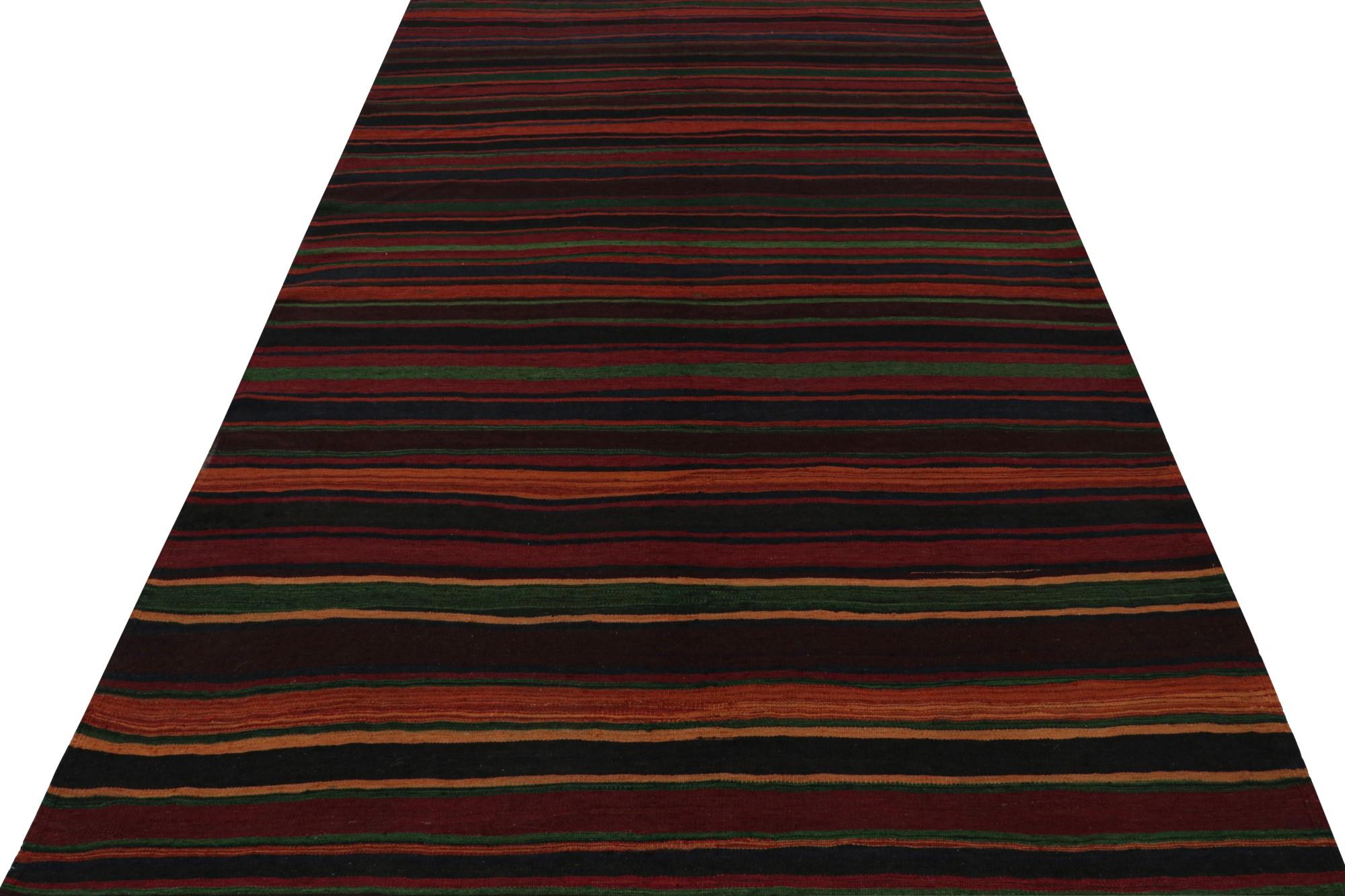 Hand-Knotted Vintage Afghan Tribal Kilim Rug with Colorful Stripes, from Rug & Kilim  For Sale