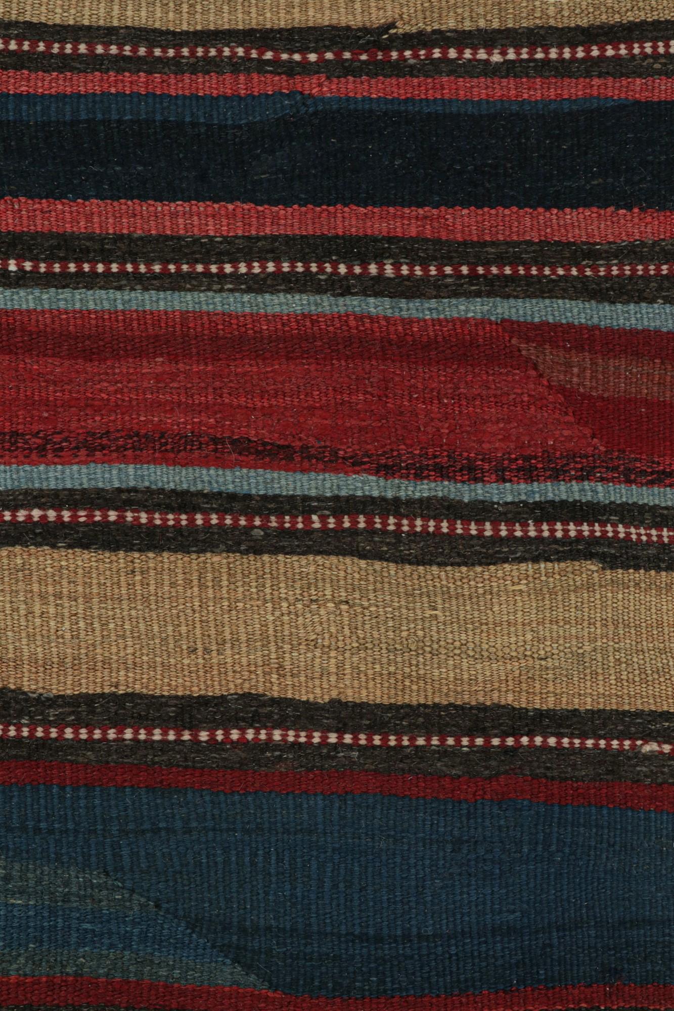 Wool Vintage Afghan Tribal Kilim Rug with Colorful Stripes, from Rug & Kilim For Sale