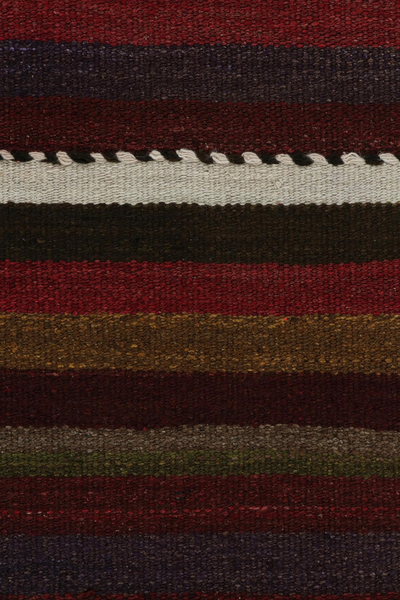 Wool Vintage Afghan Tribal Kilim Rug with Colorful Stripes, from Rug & Kilim For Sale