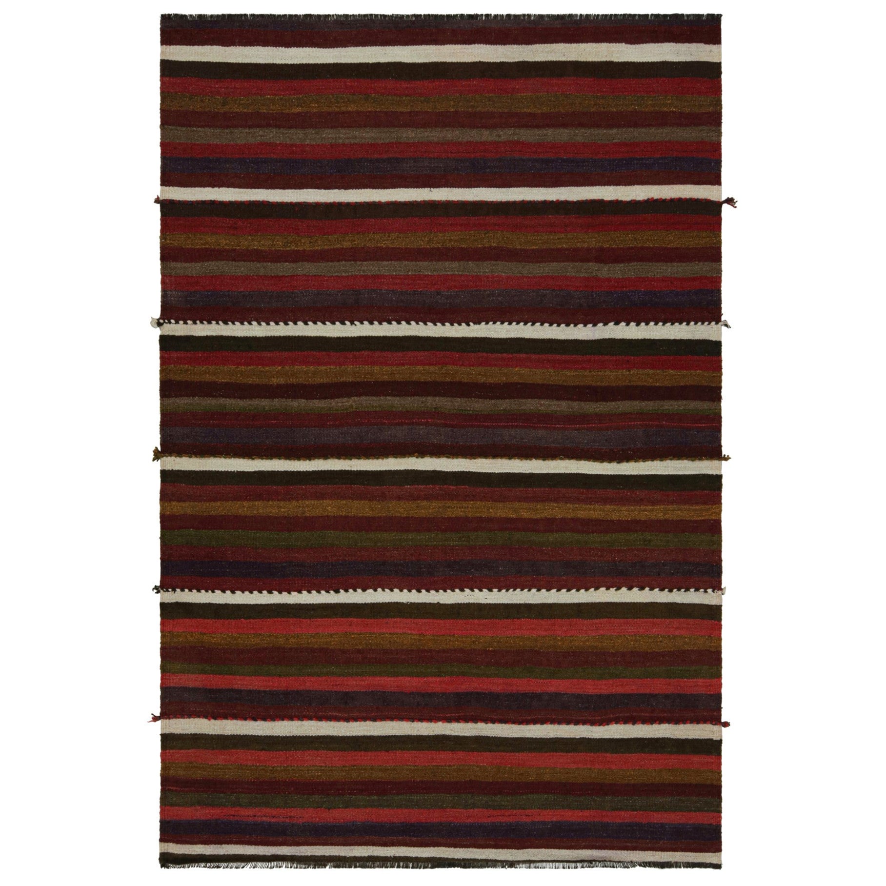 Tapis Kilim tribal afghan vintage à rayures colorées, de Rug & Kilim