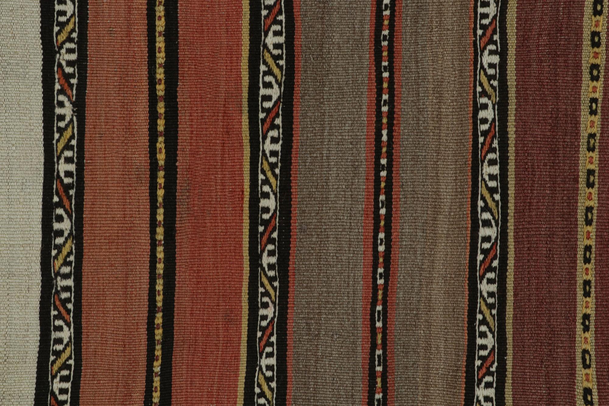 Wool Vintage Afghan Tribal Kilim Rug, with Geometric Stripes, from Rug & Kilim For Sale